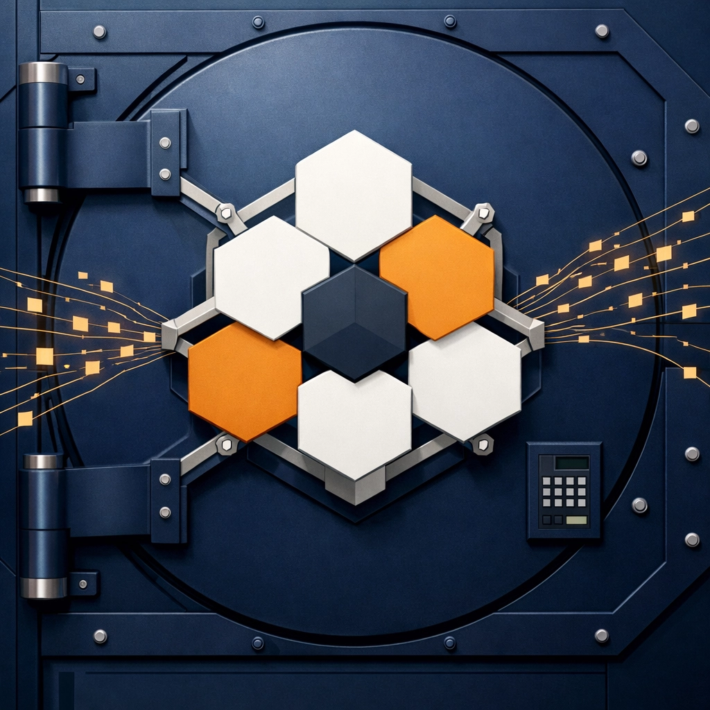 Secure digital vault symbolizing institutional integrity and USDC payment compliance.