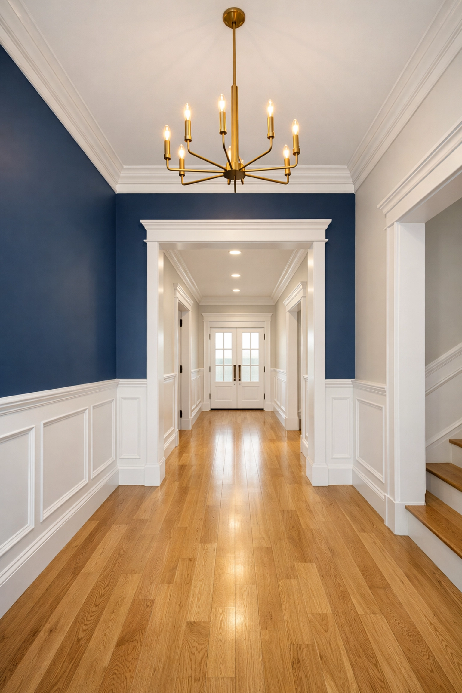 Spotless entryway of a new home following professional post-construction luxury cleaning in Shrewsbury.