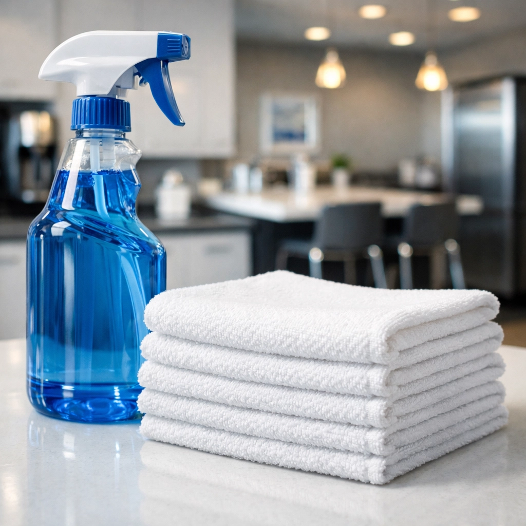 High-quality professional cleaning supplies used for sanitizing commercial offices in Natick.