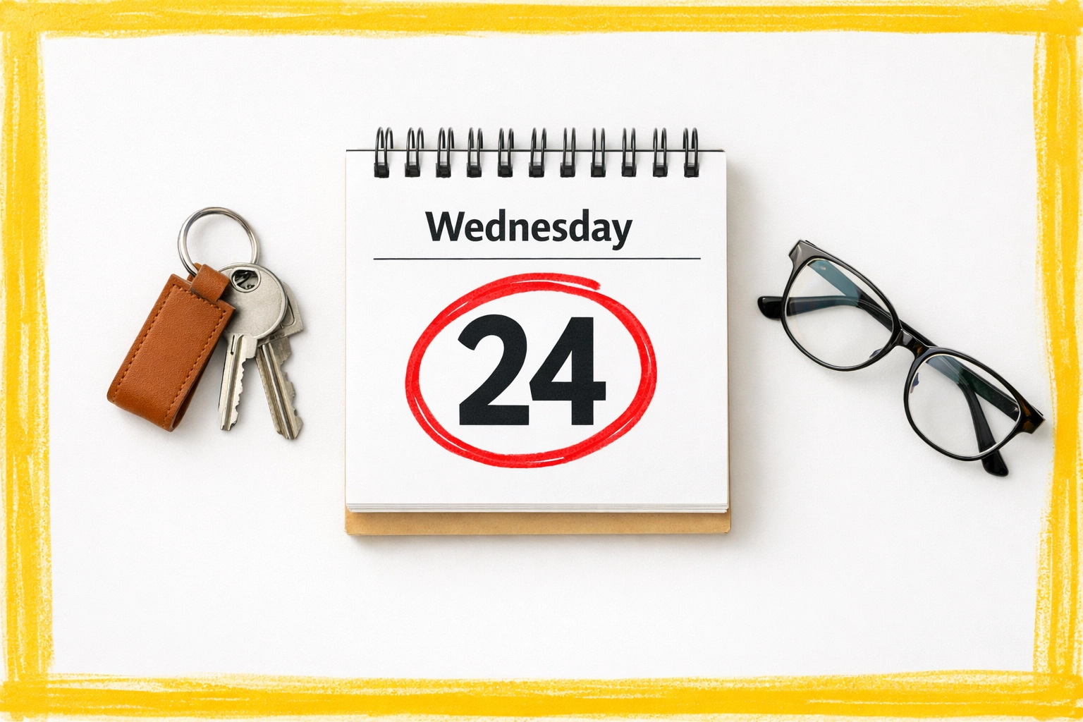 Circled calendar date with house keys showing timing for closing an inherited home sale in CT Circled calendar date with house keys showing timing for closing an inherited home sale in CT