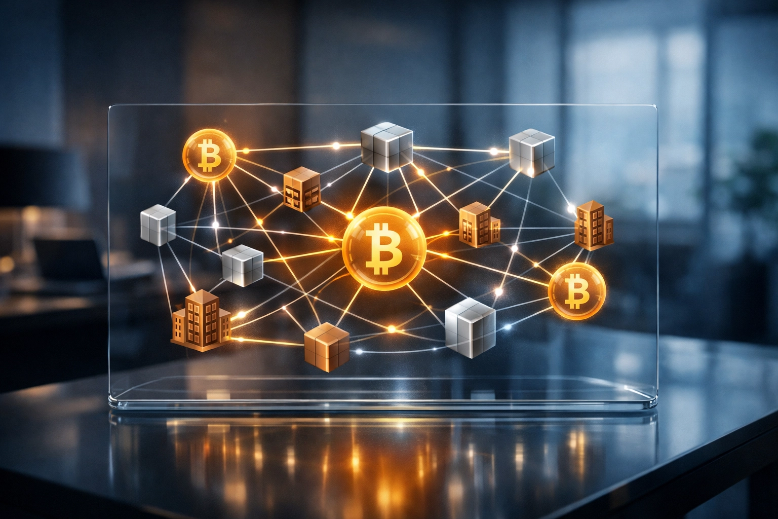 Asset correlation network visualizing Bitcoin, private equity, and real estate integration