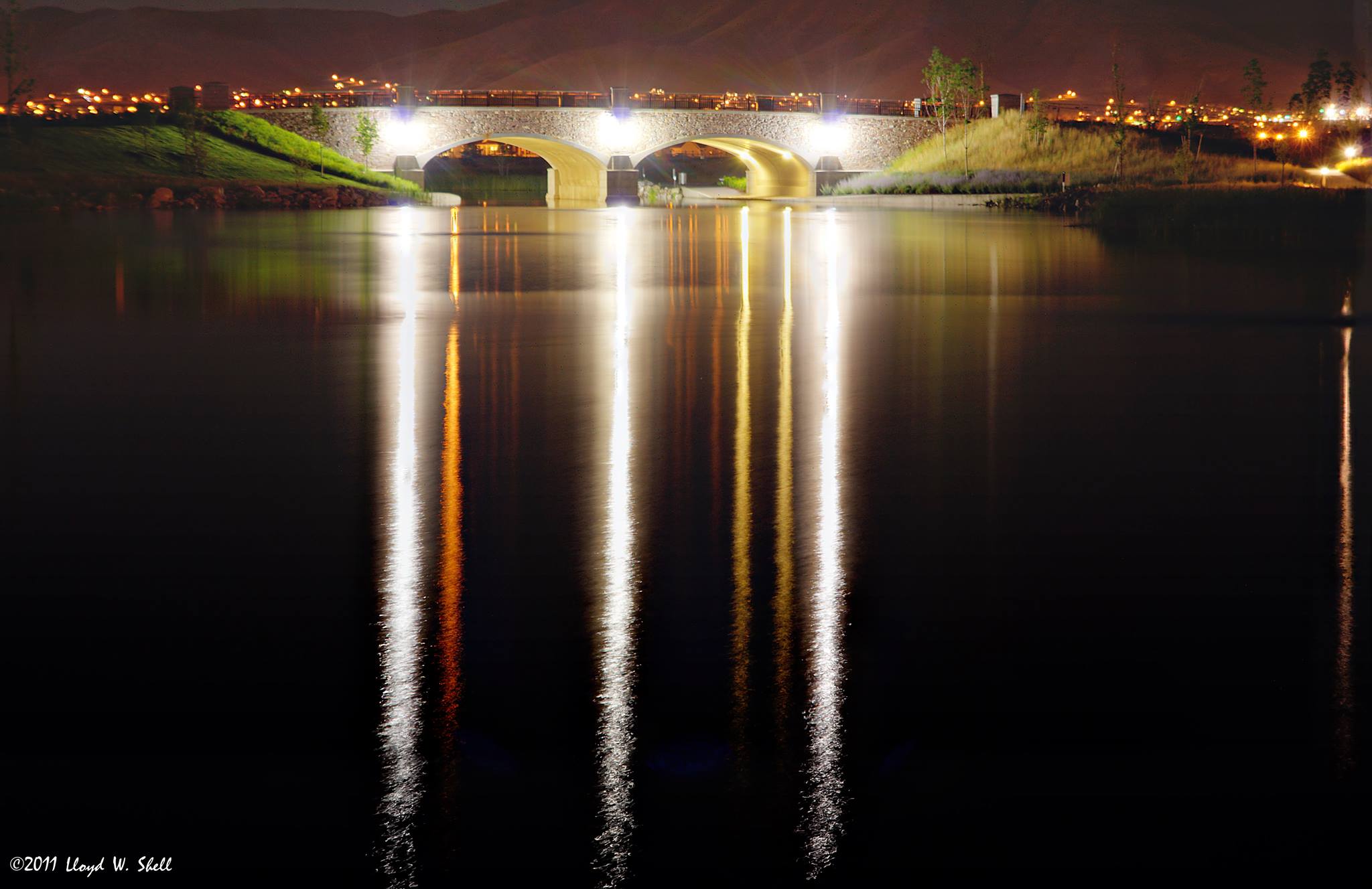 Nighttime Stone Bridge in Saratoga Springs