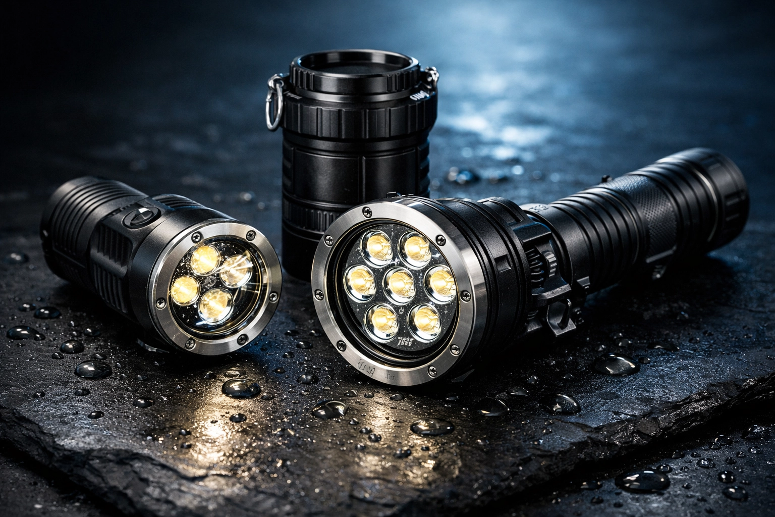 Finnsub Tauchlampen im Vergleich - verschiedene Modelle mit unterschiedlicher Lichtleistung