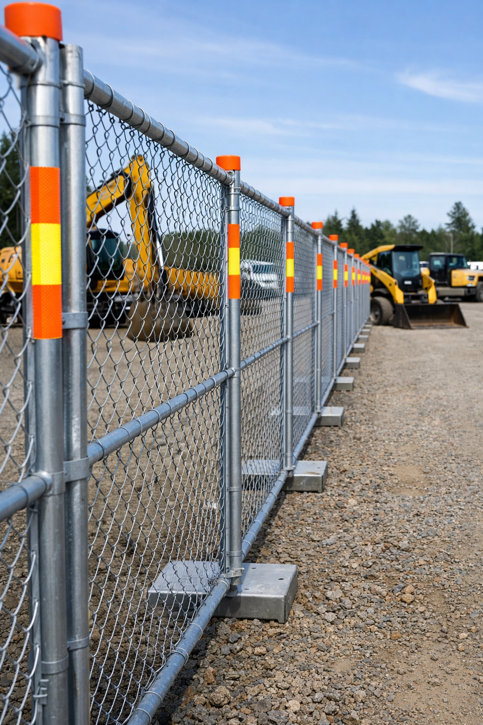 Professional site security fencing protecting excavation equipment and heavy machinery on-site.