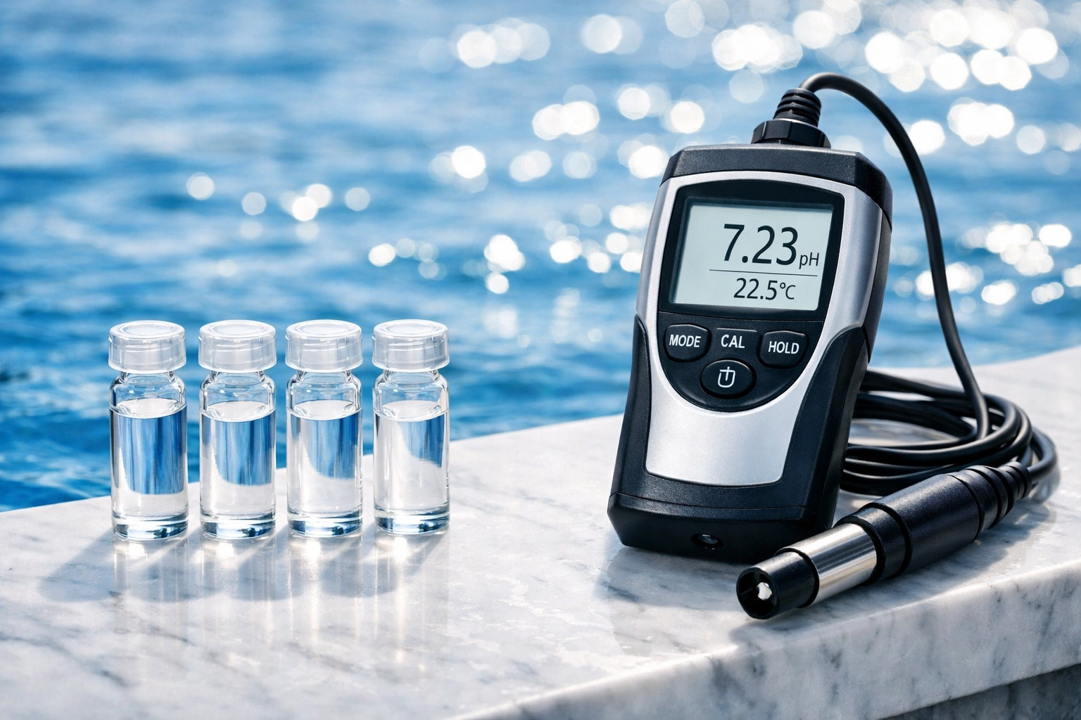 Professional water testing equipment used to maintain profitable pool service routes for sale.