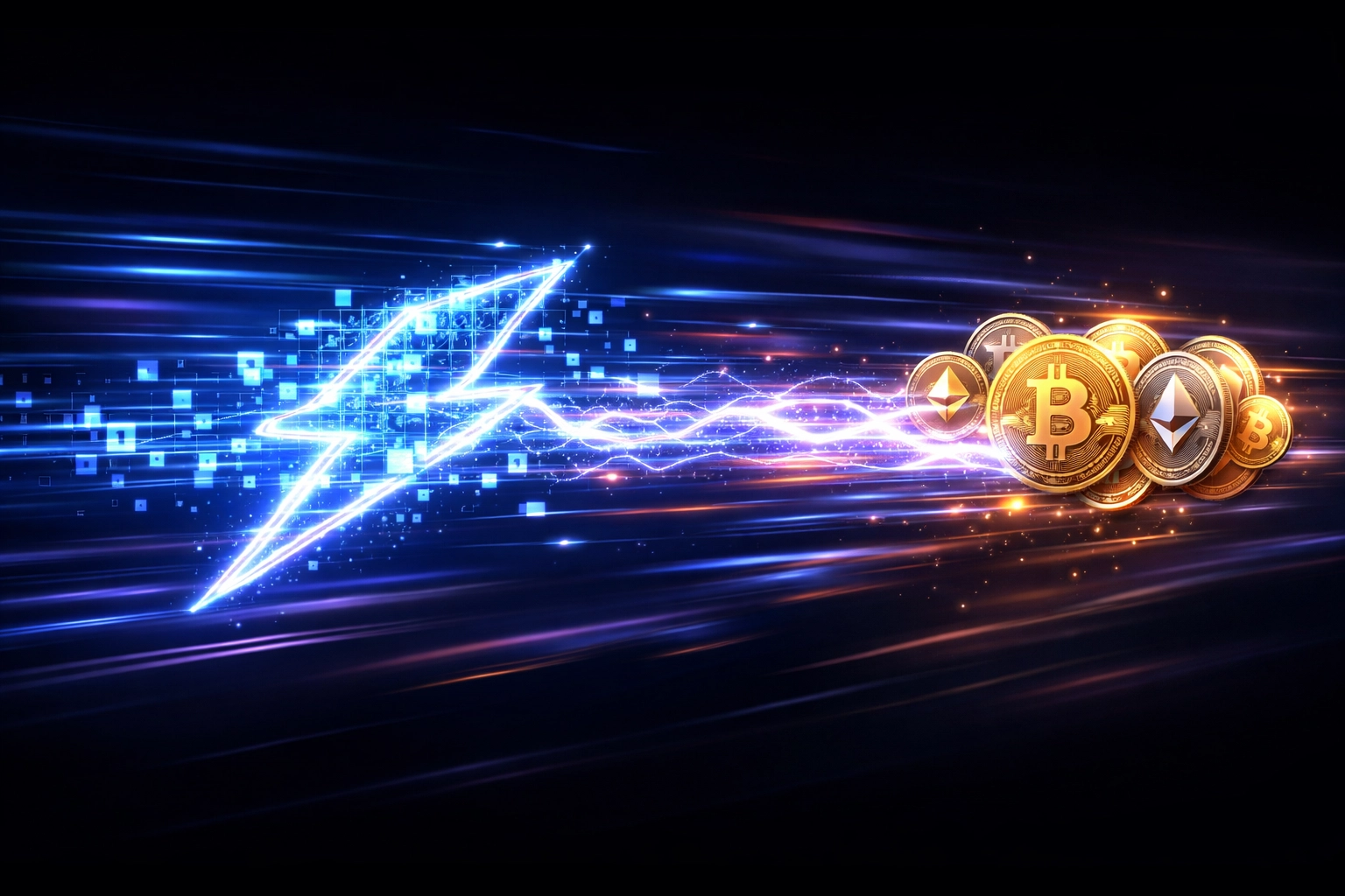 Instant blockchain settlement showing cryptocurrency transaction speed