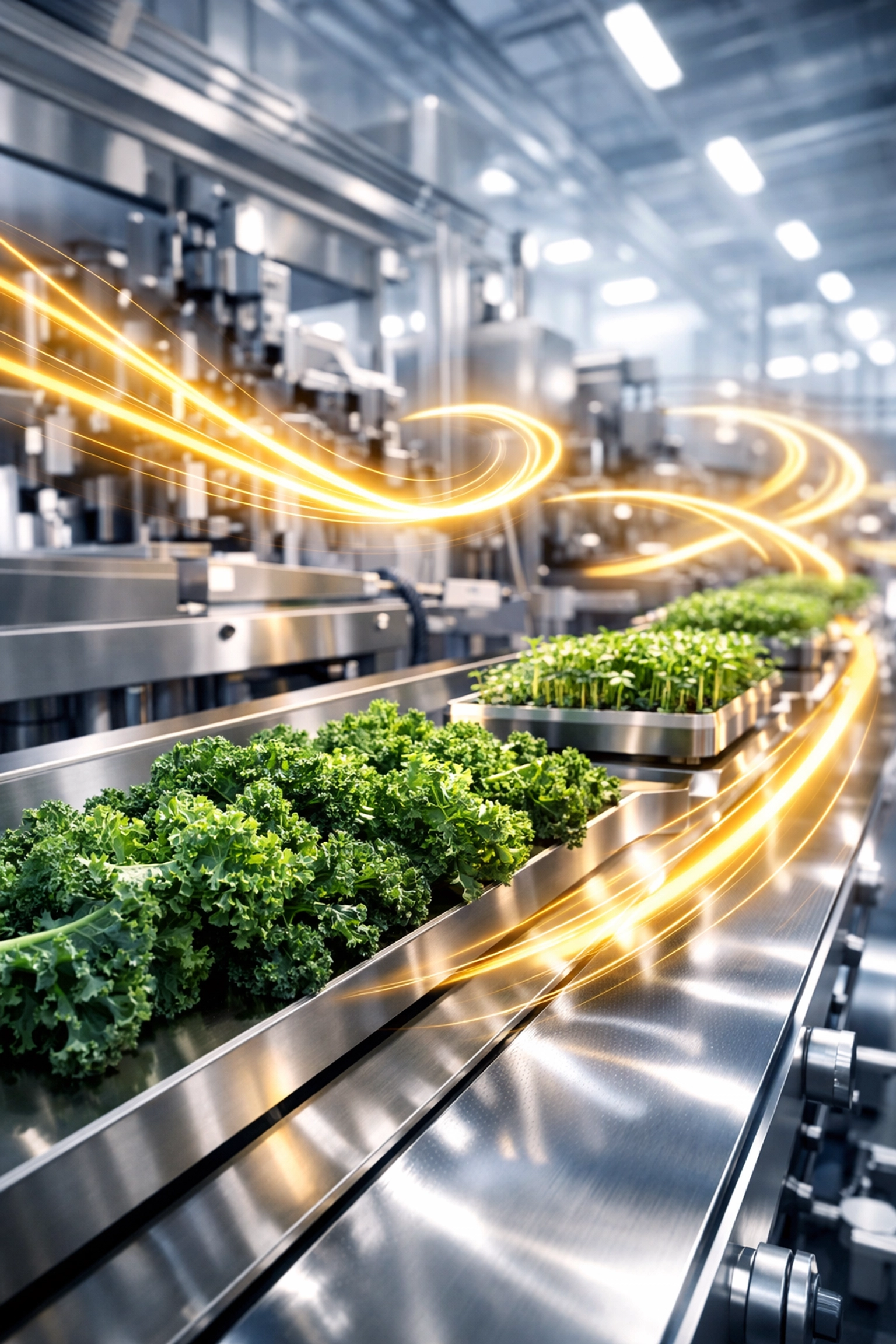 Supply chain sustainability consulting in action with efficient food production and fresh kale.