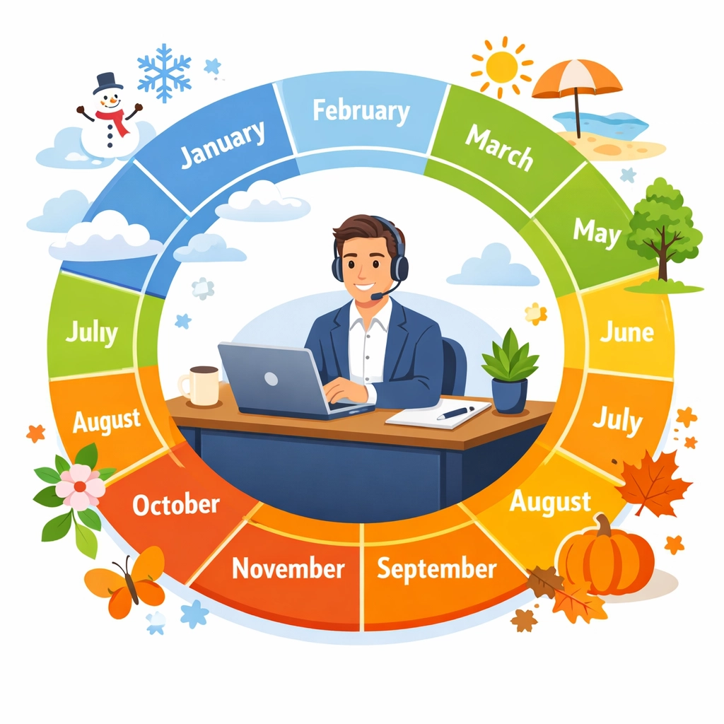 Year-round concierge tax service calendar showing ongoing support and personalized tax planning