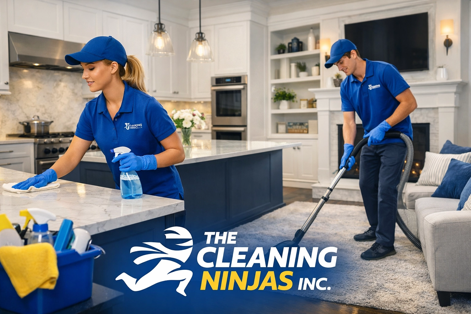[HERO] House cleaning in Westford professional team tidying a modern living room