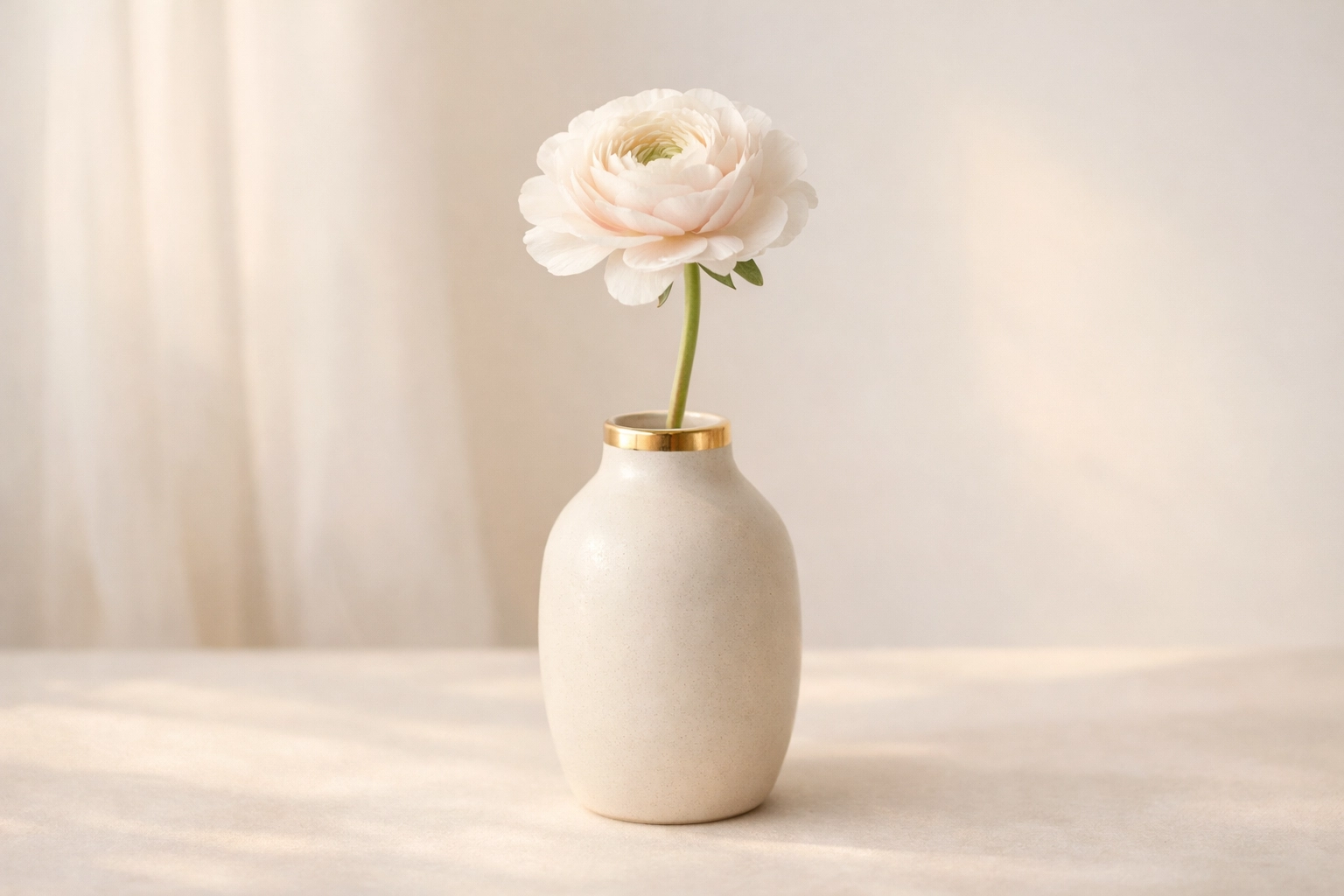 A single white flower in a ceramic vase, illustrating the inner mastery and spiritual silence of the Higher Self.