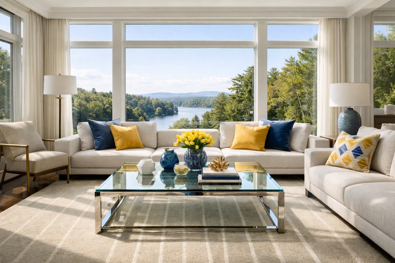 A perfectly clean and organized living room after expert house cleaning services MA.