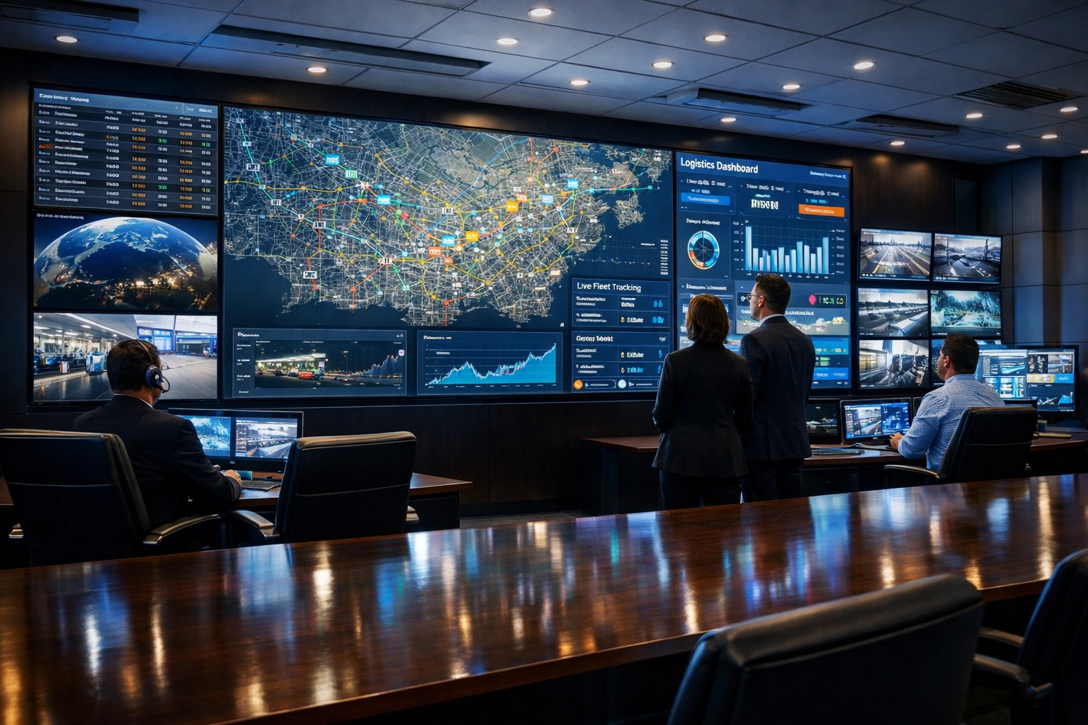 Super Bowl Executive Command Center operations room with real-time monitoring systems