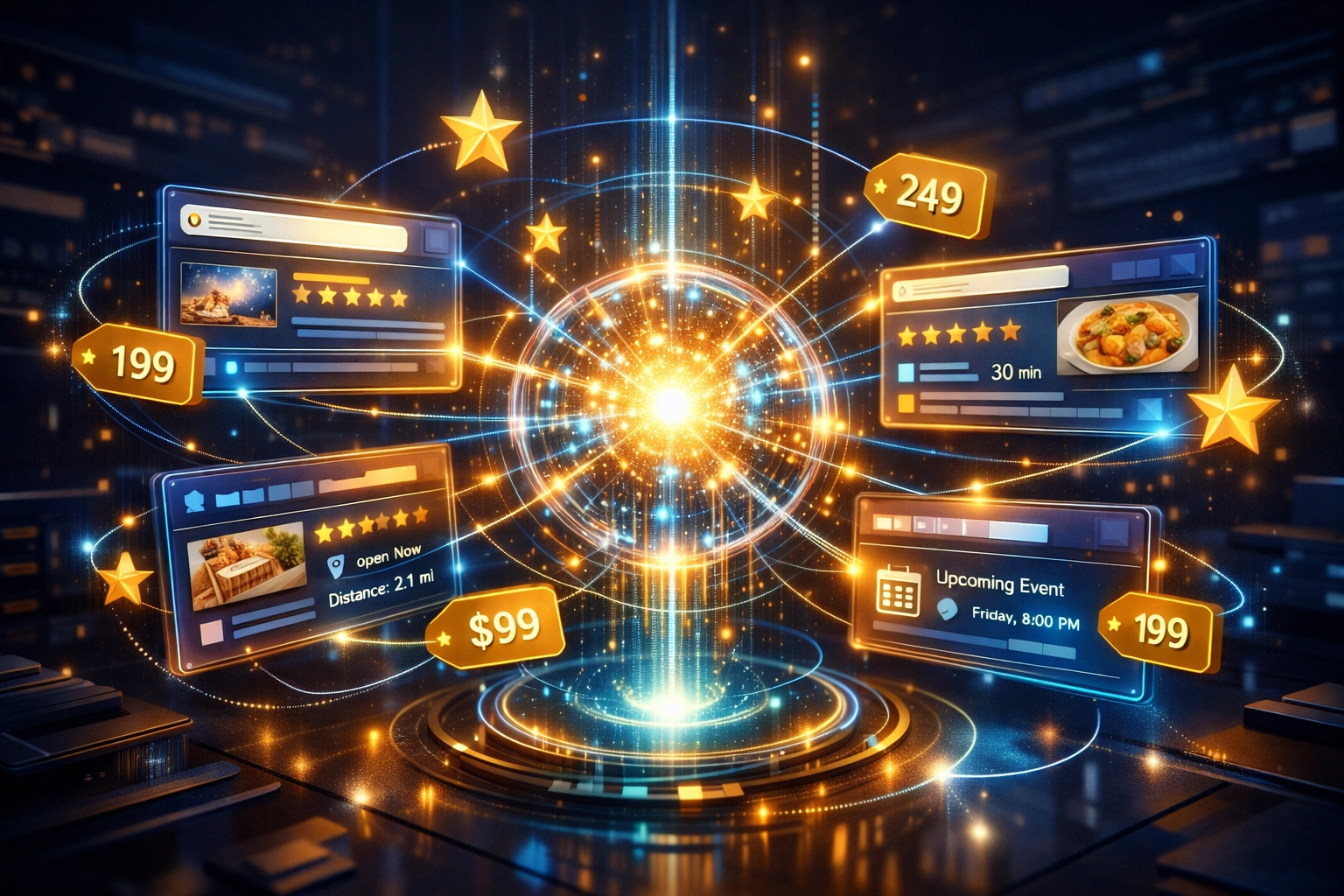 A search results interface with rich snippets and product schema markup to improve small business SEO rankings.