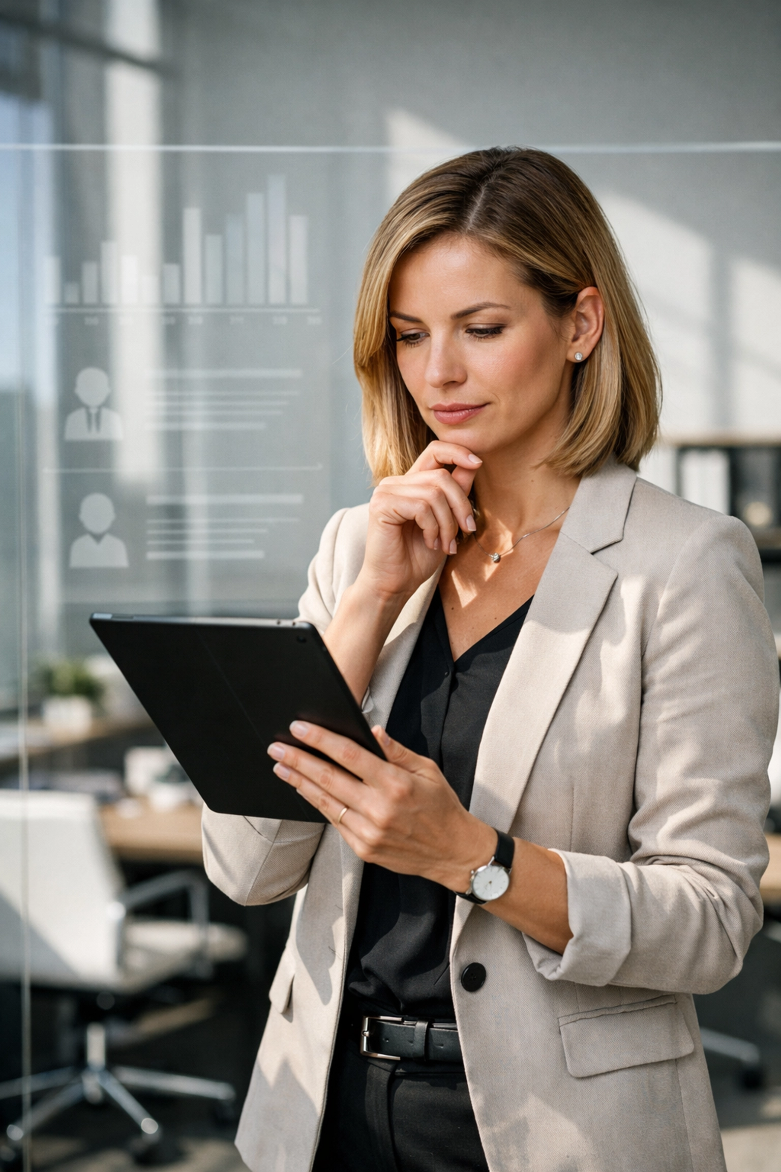 Professional recruiter using data analytics to optimize the talent funnel and hiring process.