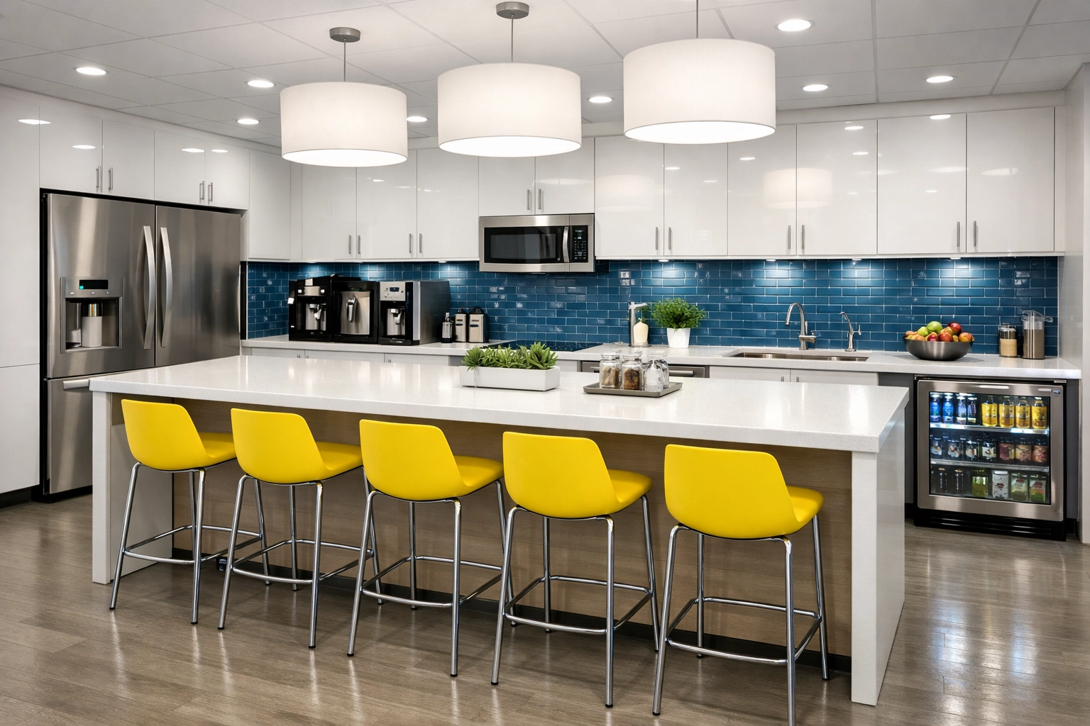 Spotless corporate breakroom in Winthrop MA showcasing meticulous commercial janitorial cleaning services.