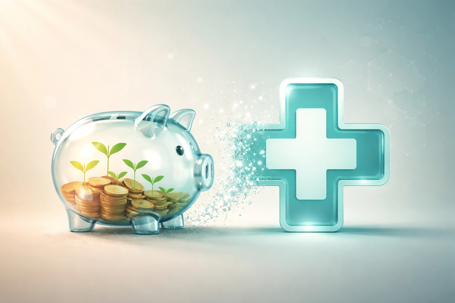A piggy bank blending into a medical cross symbolizing the transformation of HSAs into retirement tools for high earners
