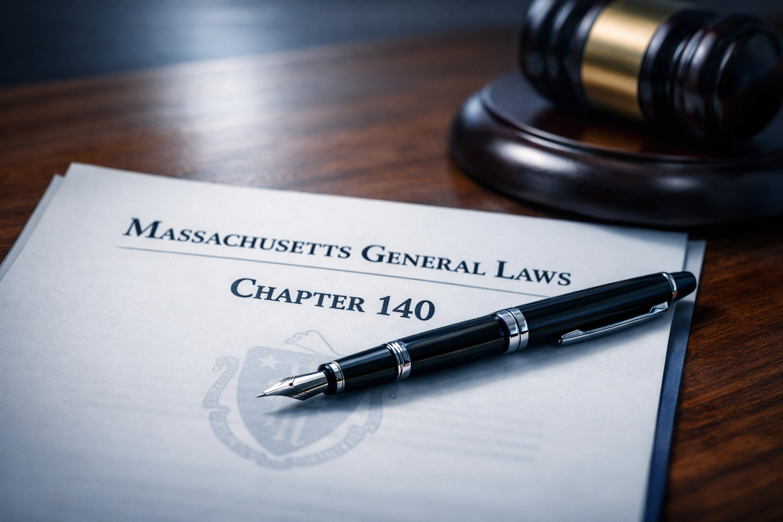 Massachusetts dog bite law documents with gavel on desk