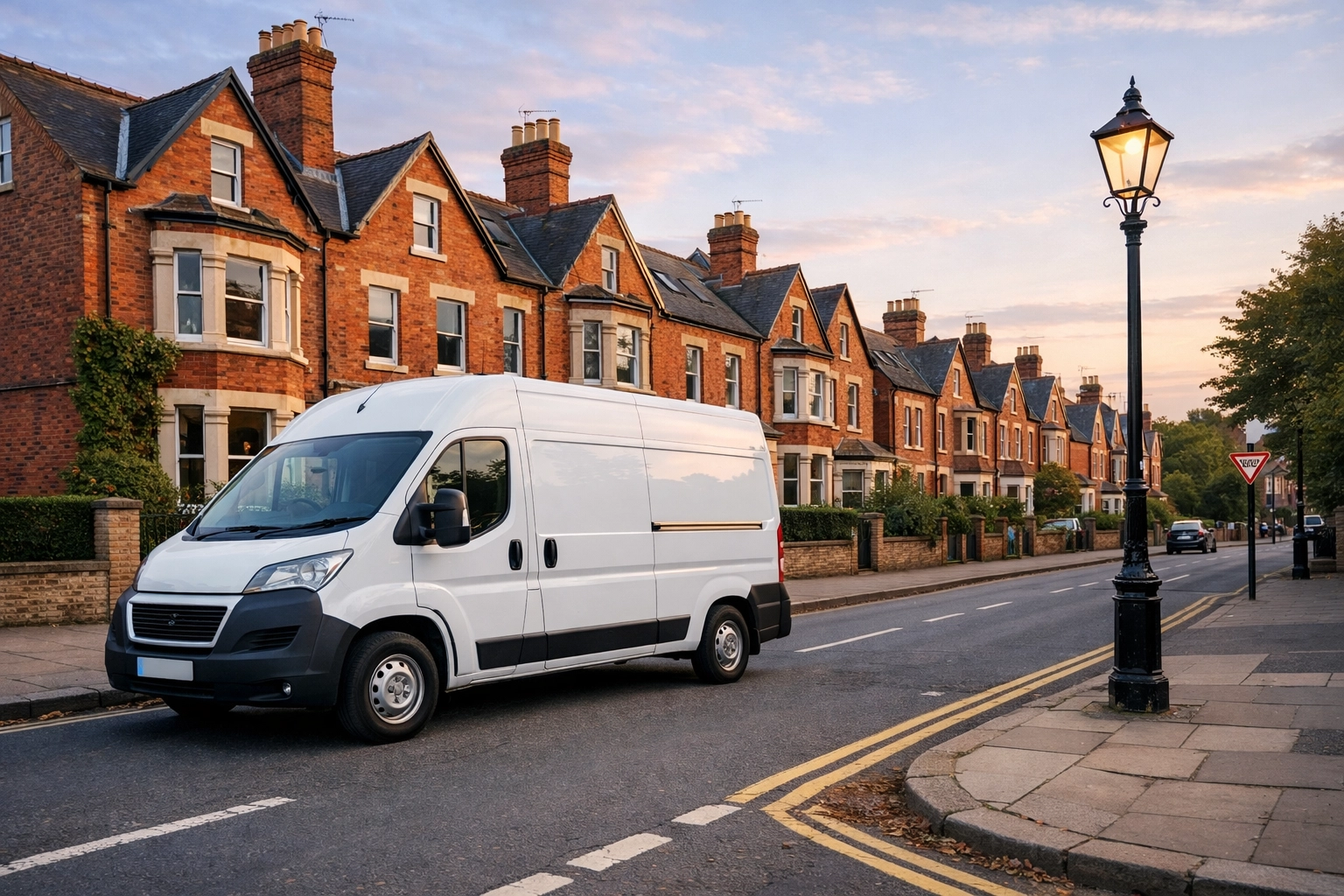 i-Spy CCTV service van parked on a residential Oxford street near Victorian terraced houses.
