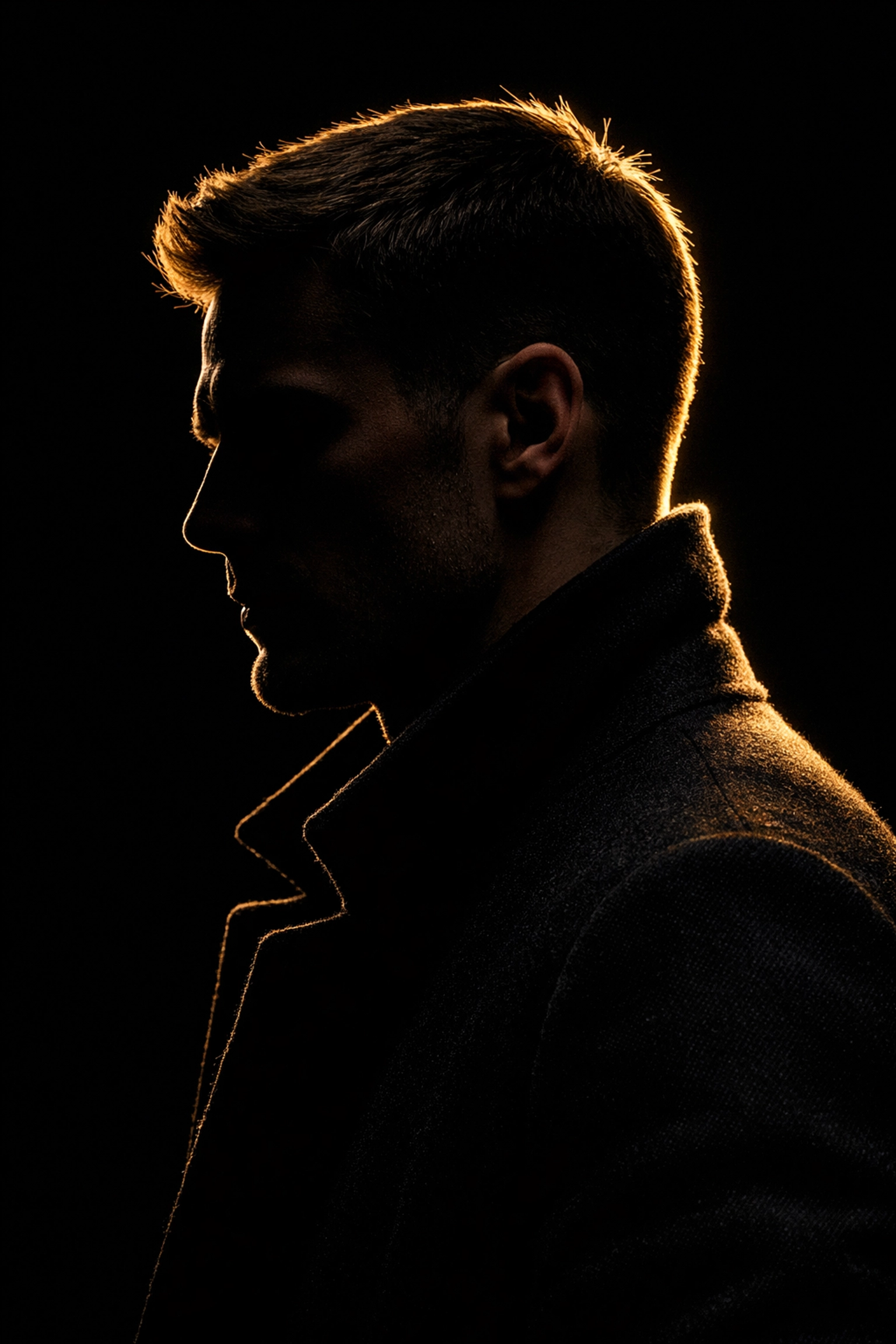 Cinematic rim light creating separation from background without spilling light onto the subject's face.