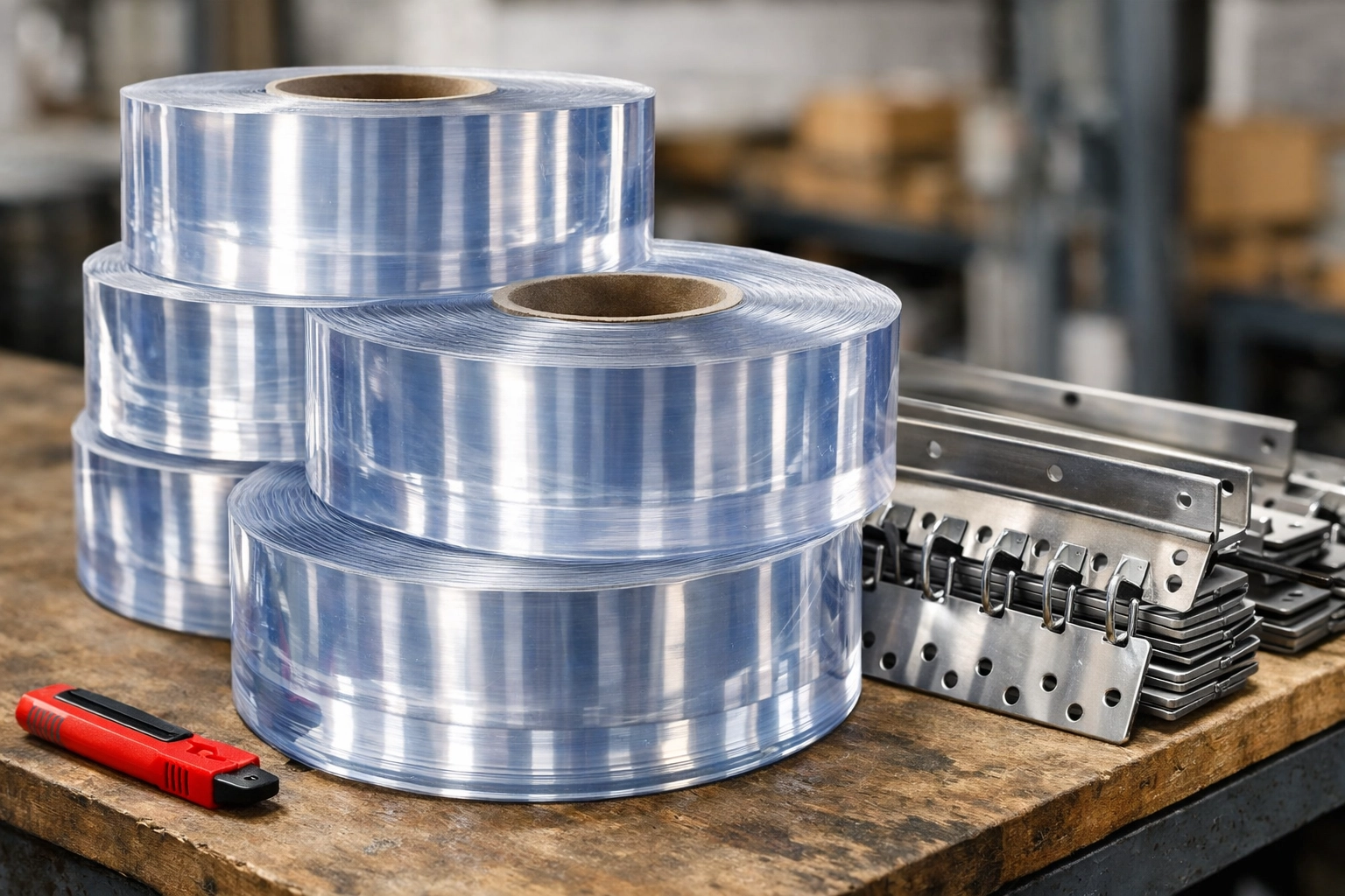 High-quality clear PVC rolls representing standard strip curtain kits.