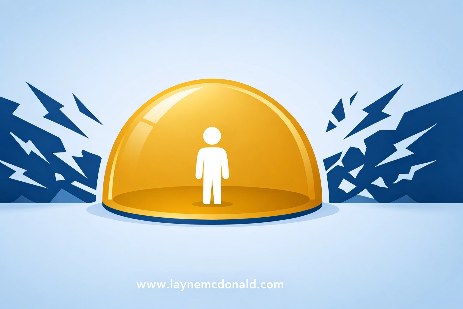 Vector illustration of a golden shield protecting a figure, symbolizing sacrificial love and divine protection.