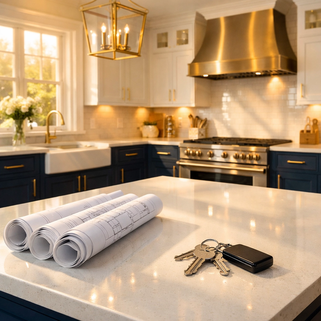 Cleaners for hire deliver a spotless kitchen in Wellesley for a general contractor project handover.