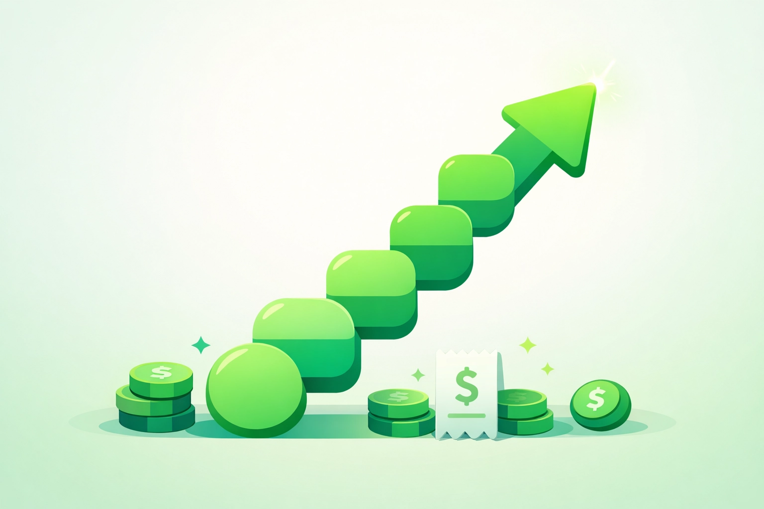 Upward profit growth arrow illustrating price optimization and margin improvement