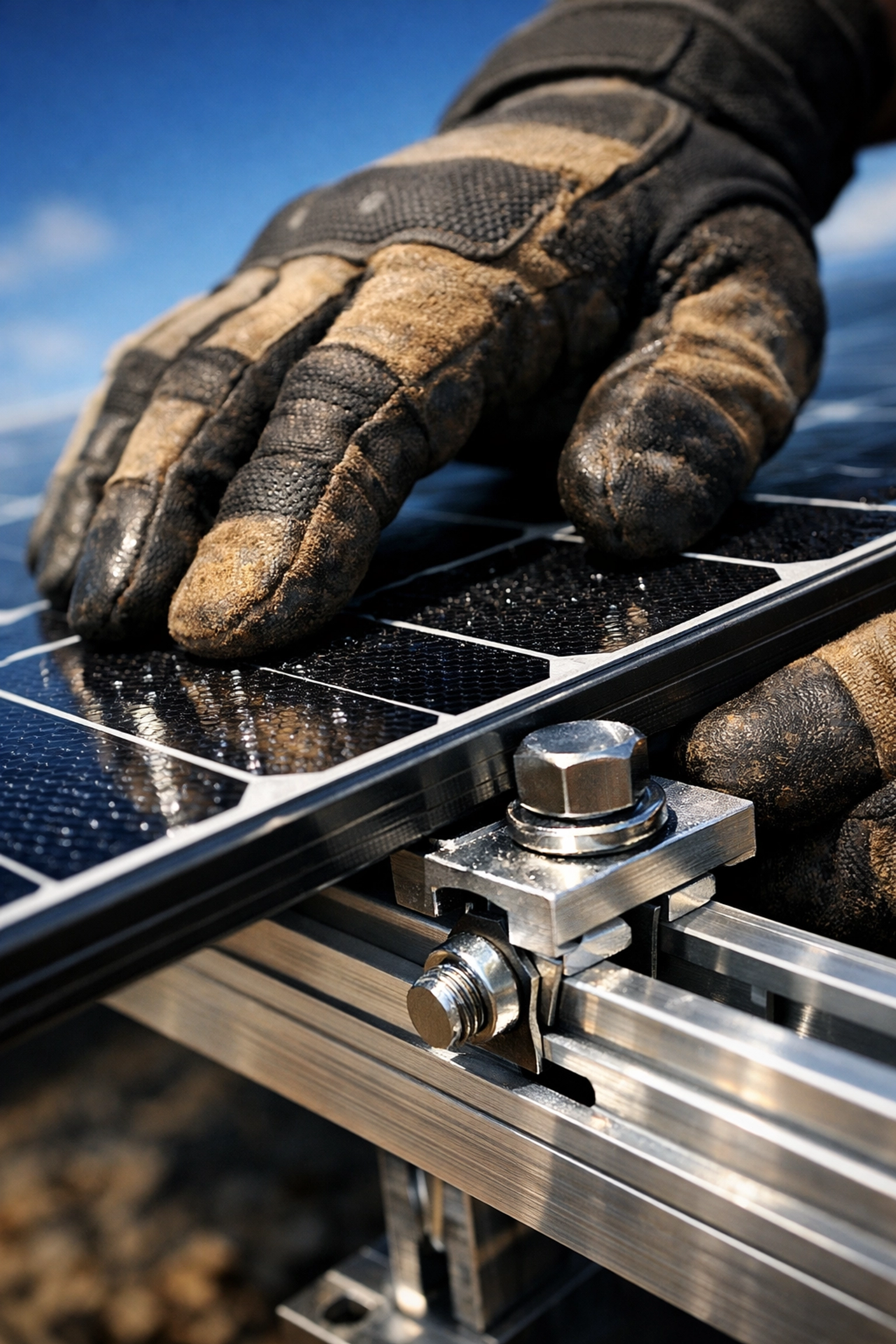 Close-up of expert solar panel installation UK by Live Solar professional installers.