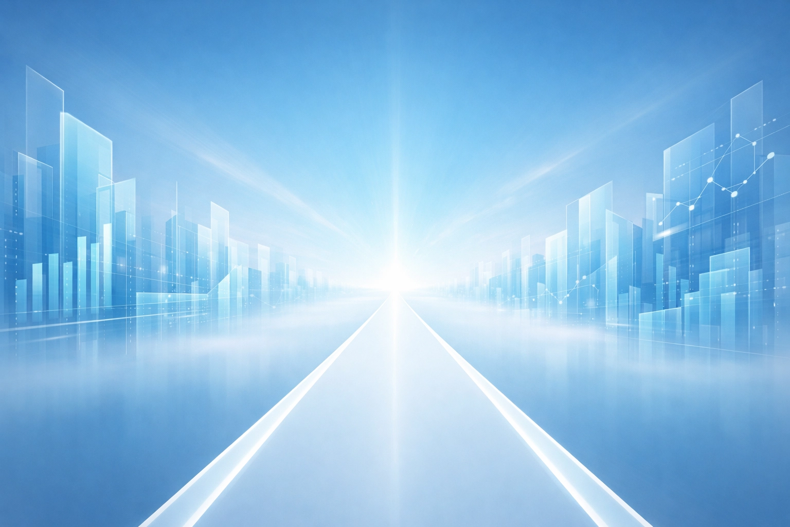 Digital pathway to the horizon symbolizing scalable business growth and strategic AI-powered automation.