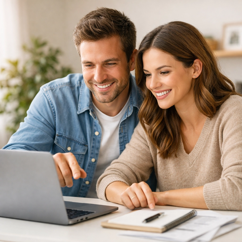 Responsible Canadian couple managing their finances and applying for an emergency loan canada online.