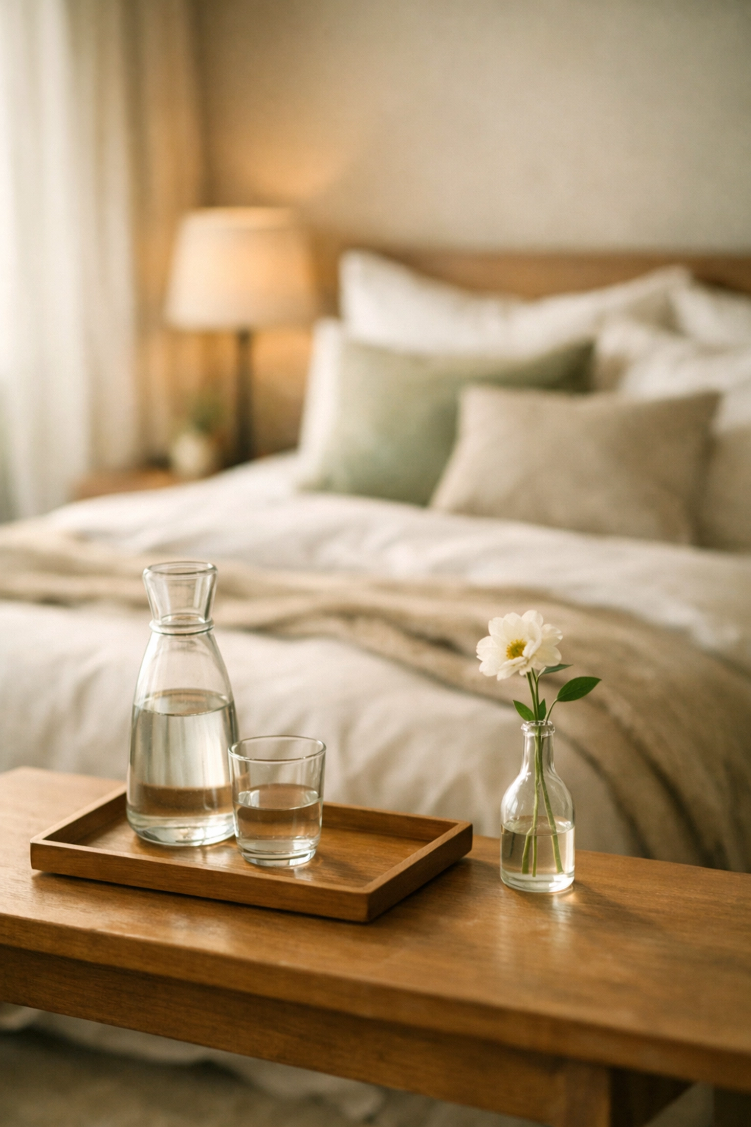 Detailed view of a luxury hotel bed highlighting specific room type offers for direct bookings.