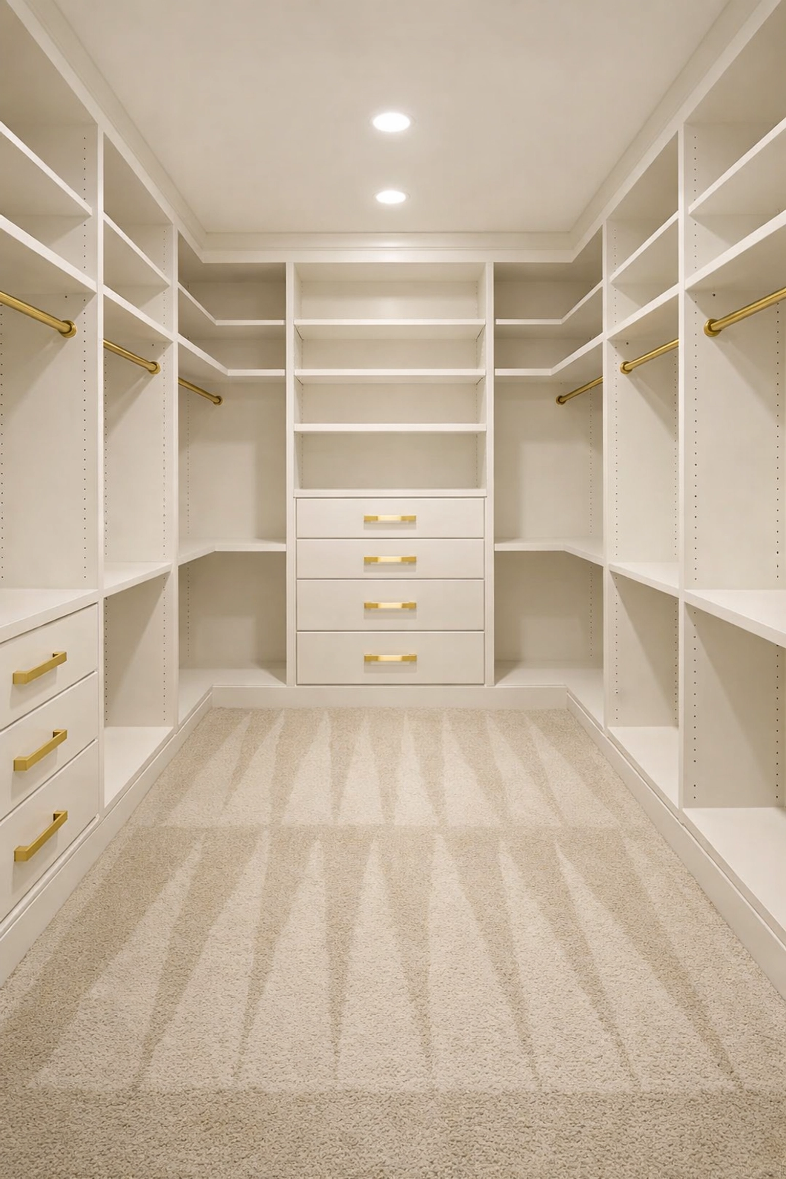 Empty clean walk-in closet in a Boston apartment showing a spotless interior for security deposit recovery.