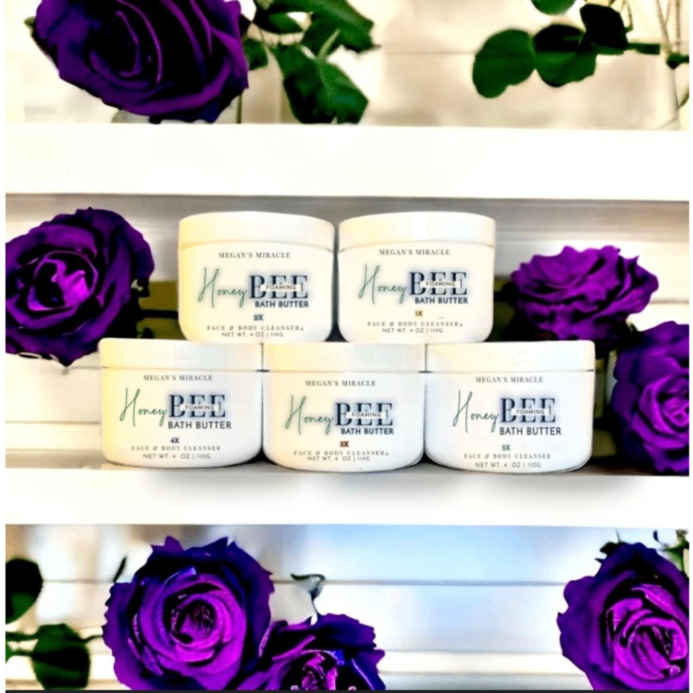 Megan's Miracle Honey Bee Bath Butter with Purple Roses