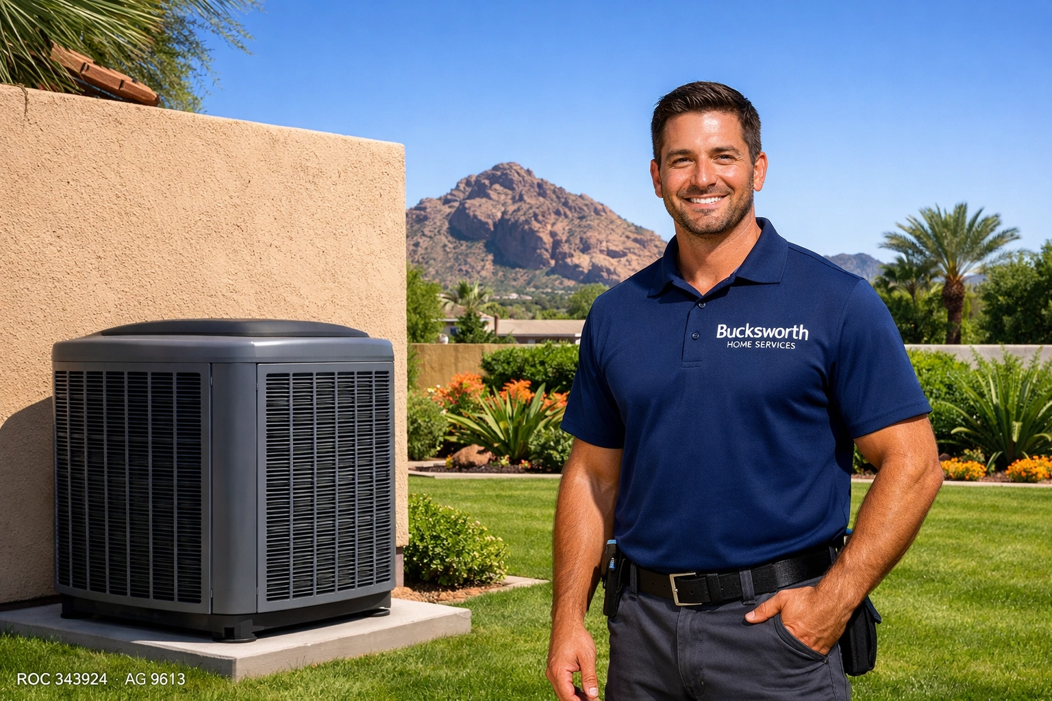 Bucksworth technician providing the best AC repair in Arcadia AZ near Camelback Mountain.