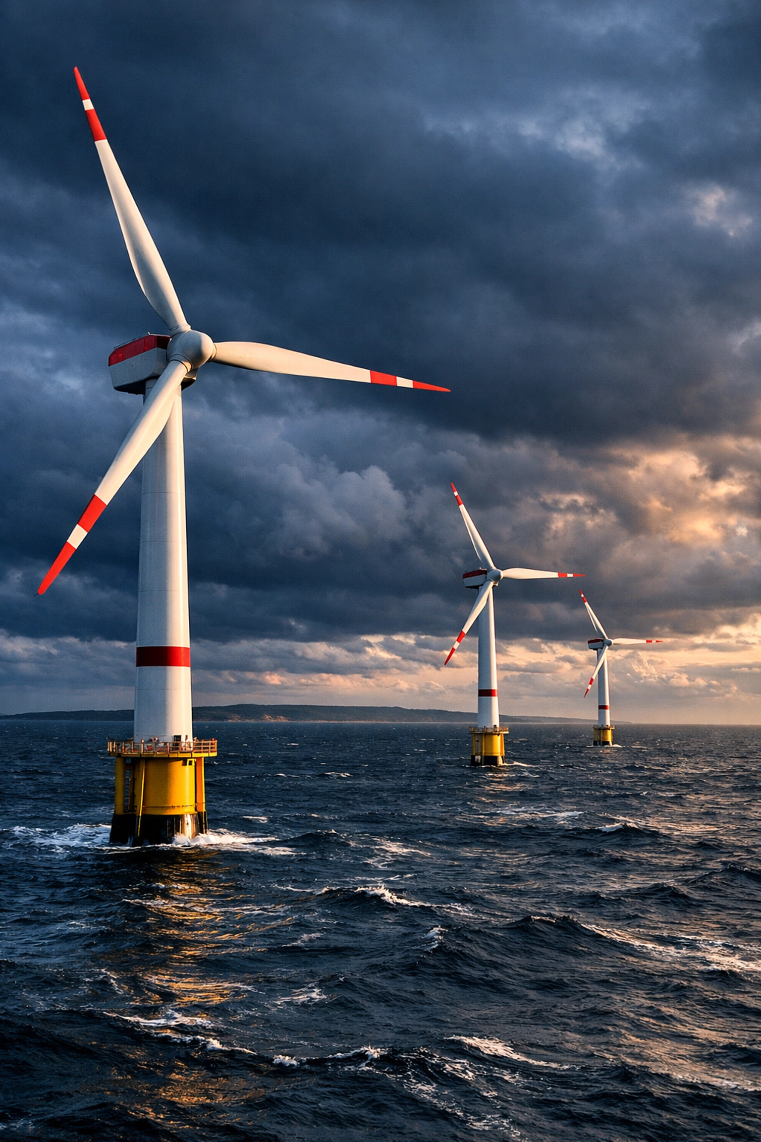 Offshore wind turbines in Atlantic Ocean waters off Nova Scotia coast