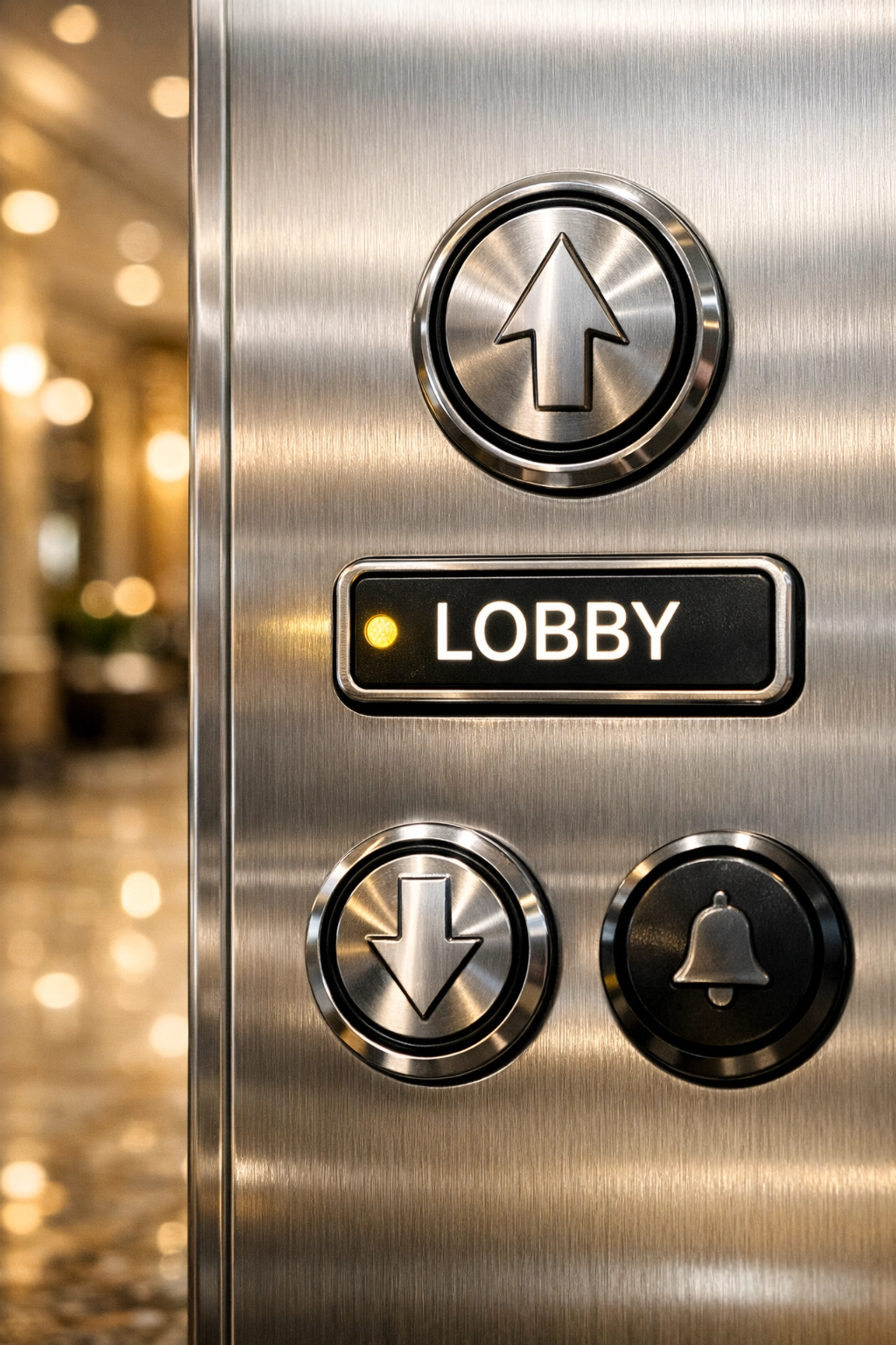 Sparkling streak-free elevator buttons in an Indianapolis office building demonstrating the clean signal.