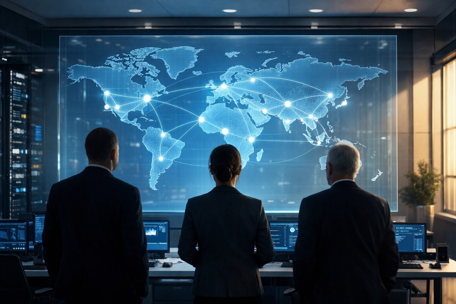 A global digital map representing a centralized compliance strategy for international business operations.