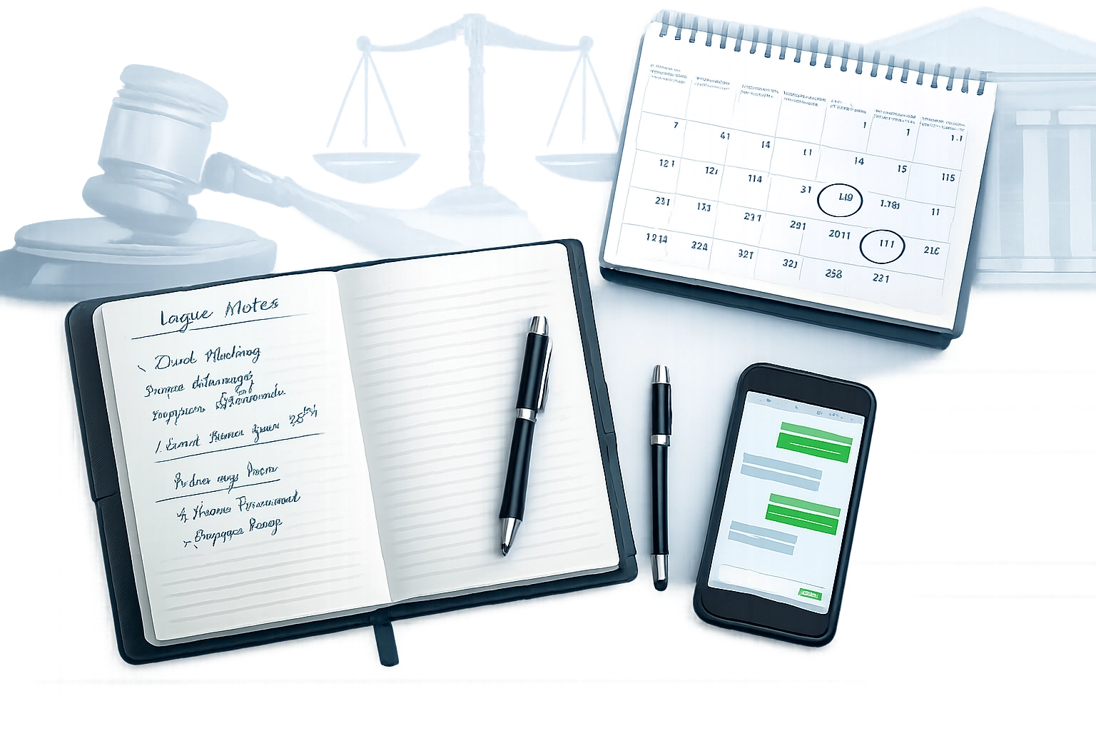 Legal documentation and calendar for tracking child custody visitation evidence