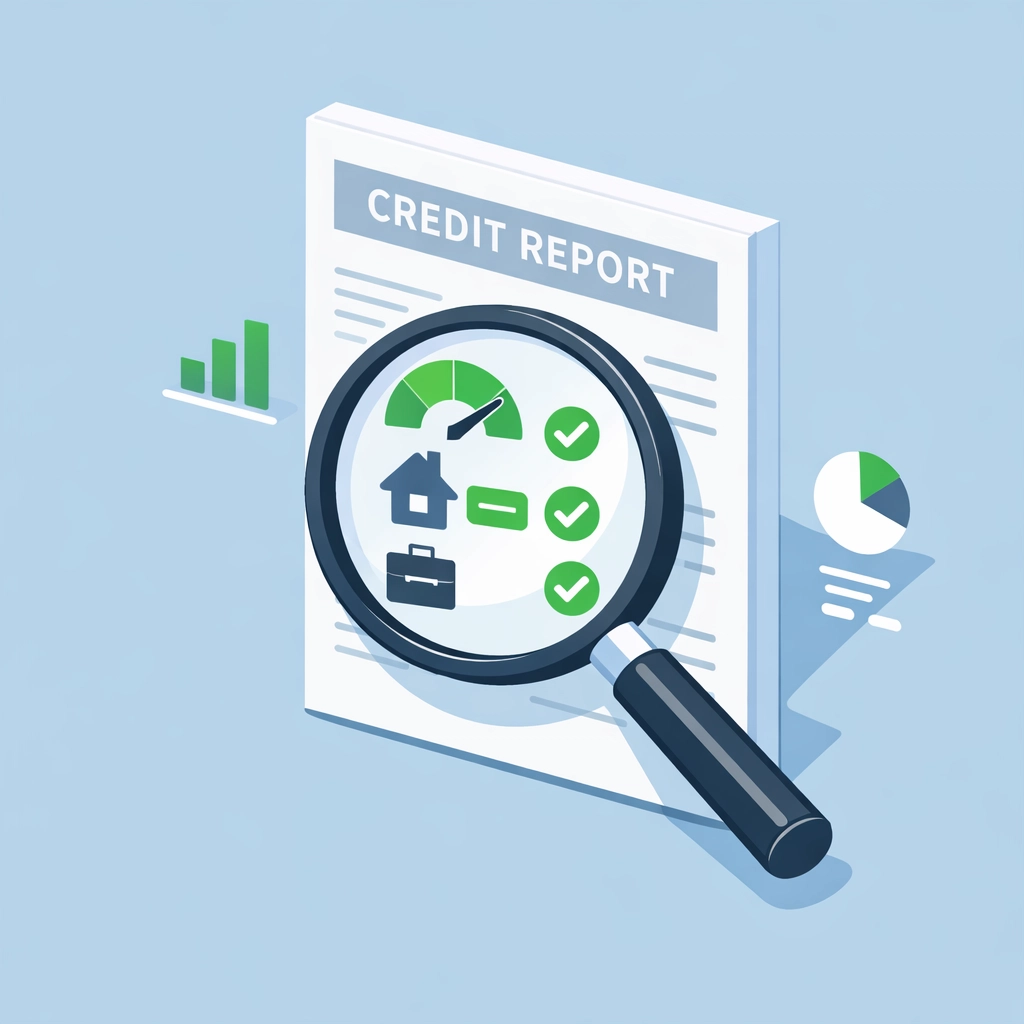 Lupa revisando reporte de crédito para verificar información y disputar errores