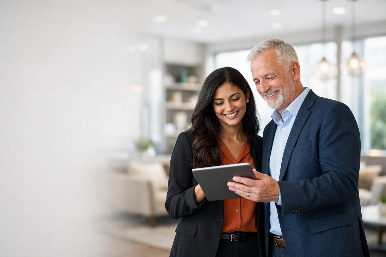 Diverse professionals smiling during a successful financial review of nonprofit worker classification records.