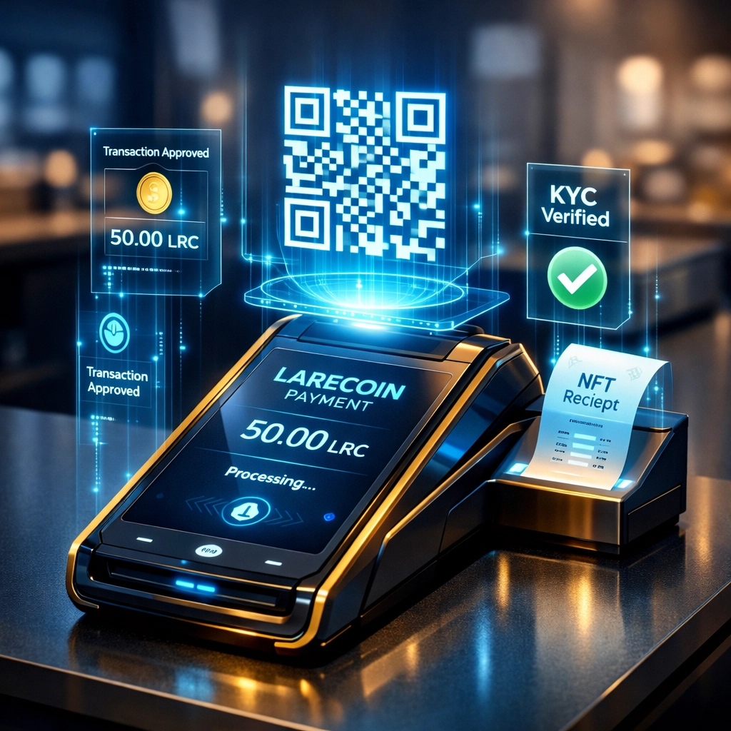 Larecoin crypto POS terminal with NFT receipts and compliance tracking