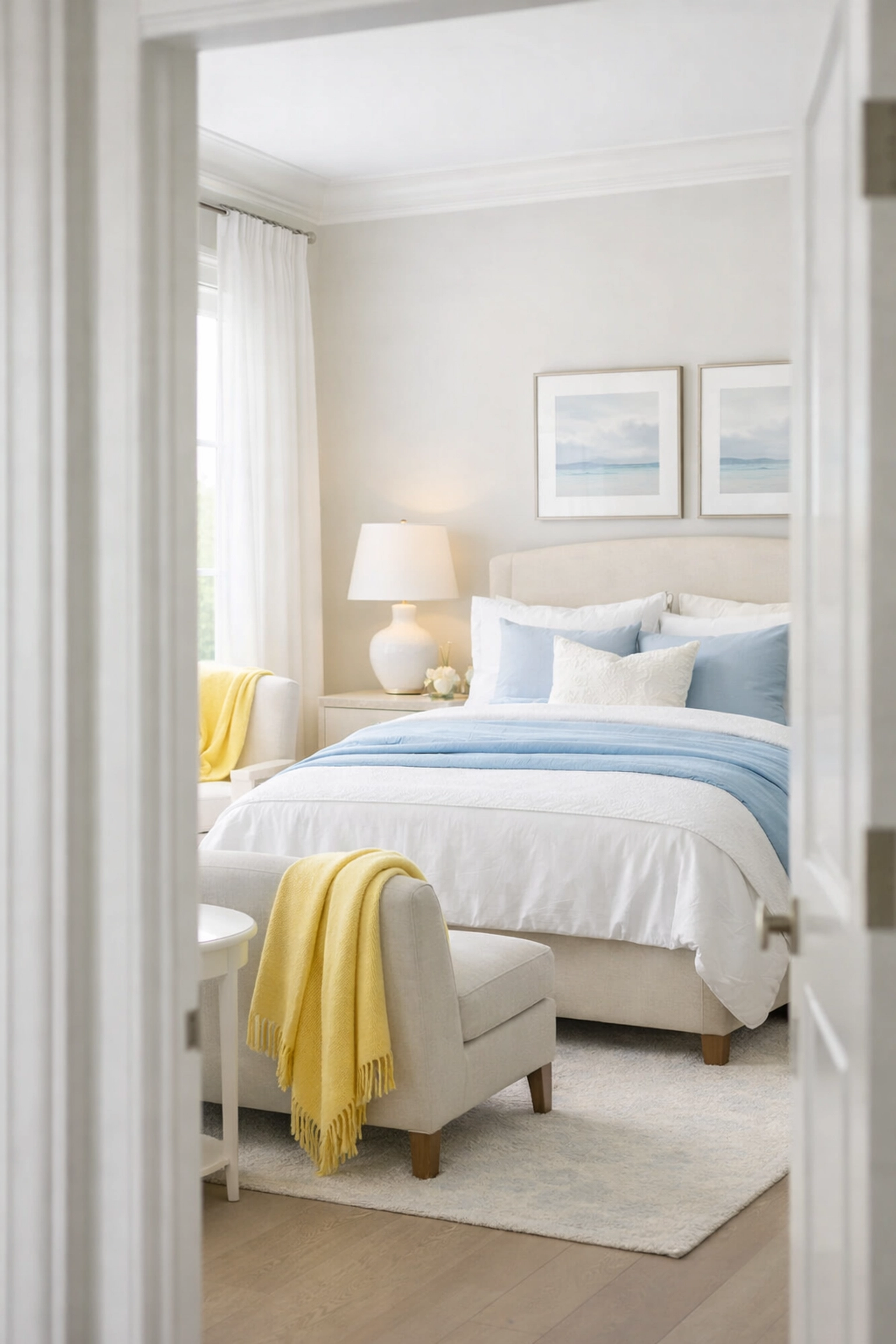 Spotless master bedroom sanctuary cleaned using non-toxic, eco-conscious housekeeping methods.