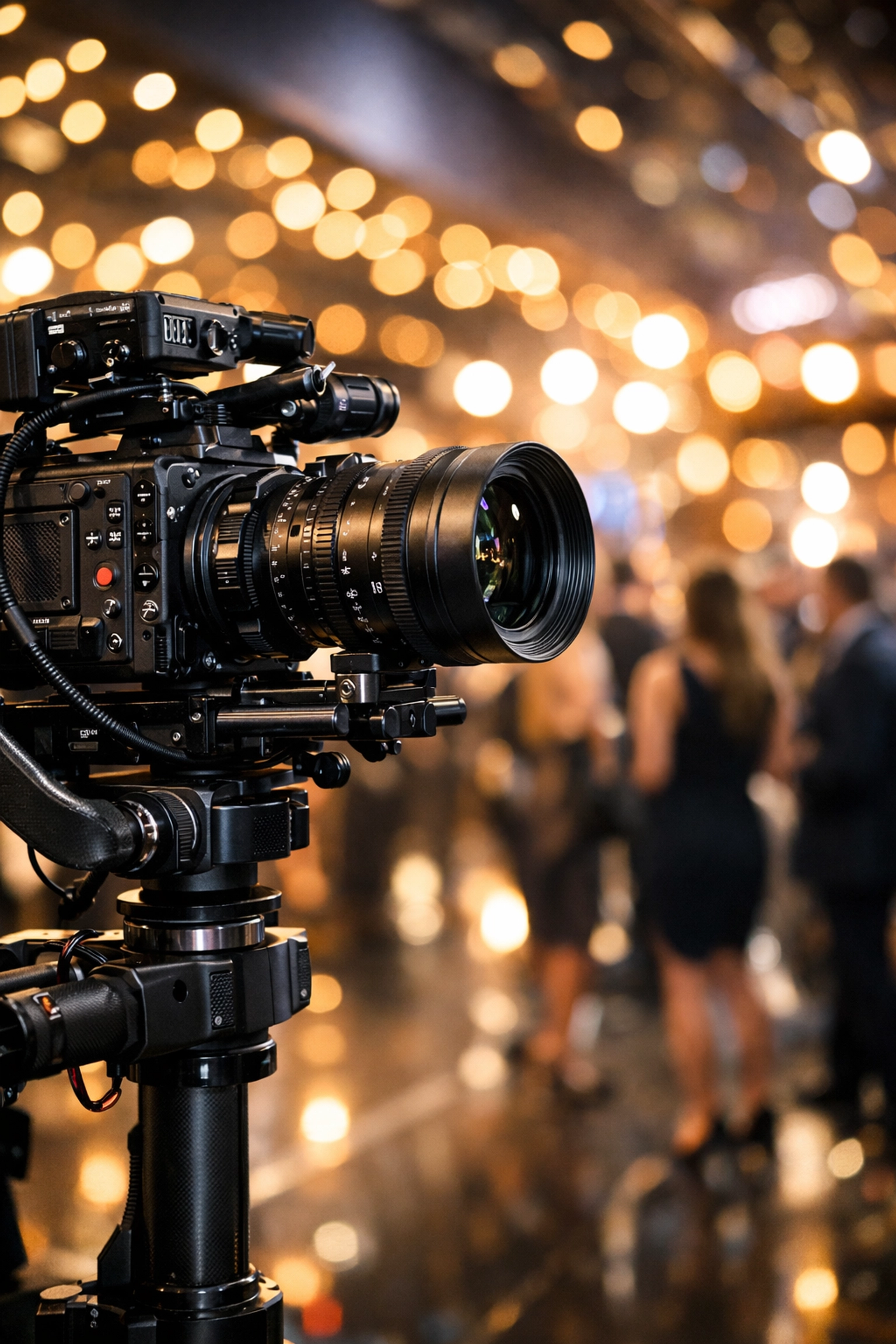 Professional cinema camera capturing the luxury hospitality experience and corporate brand presence at the Super Bowl.