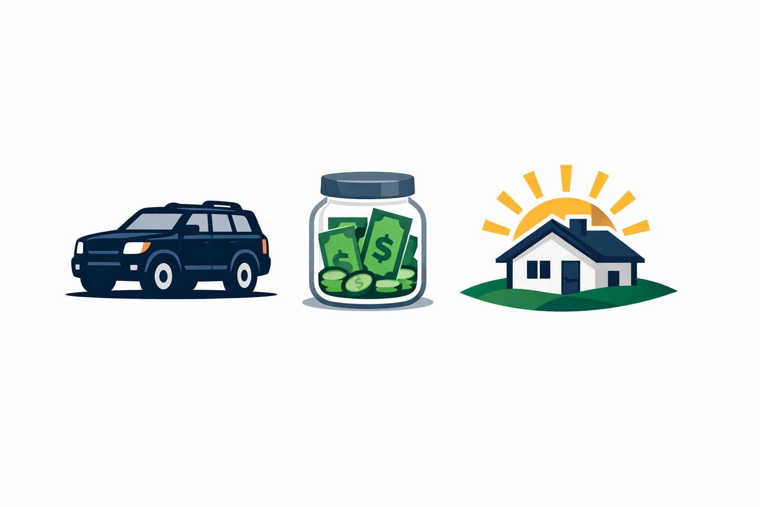 Icons for car loan, tips, and senior benefits to help maximize tax refund with 2026 tax updates.