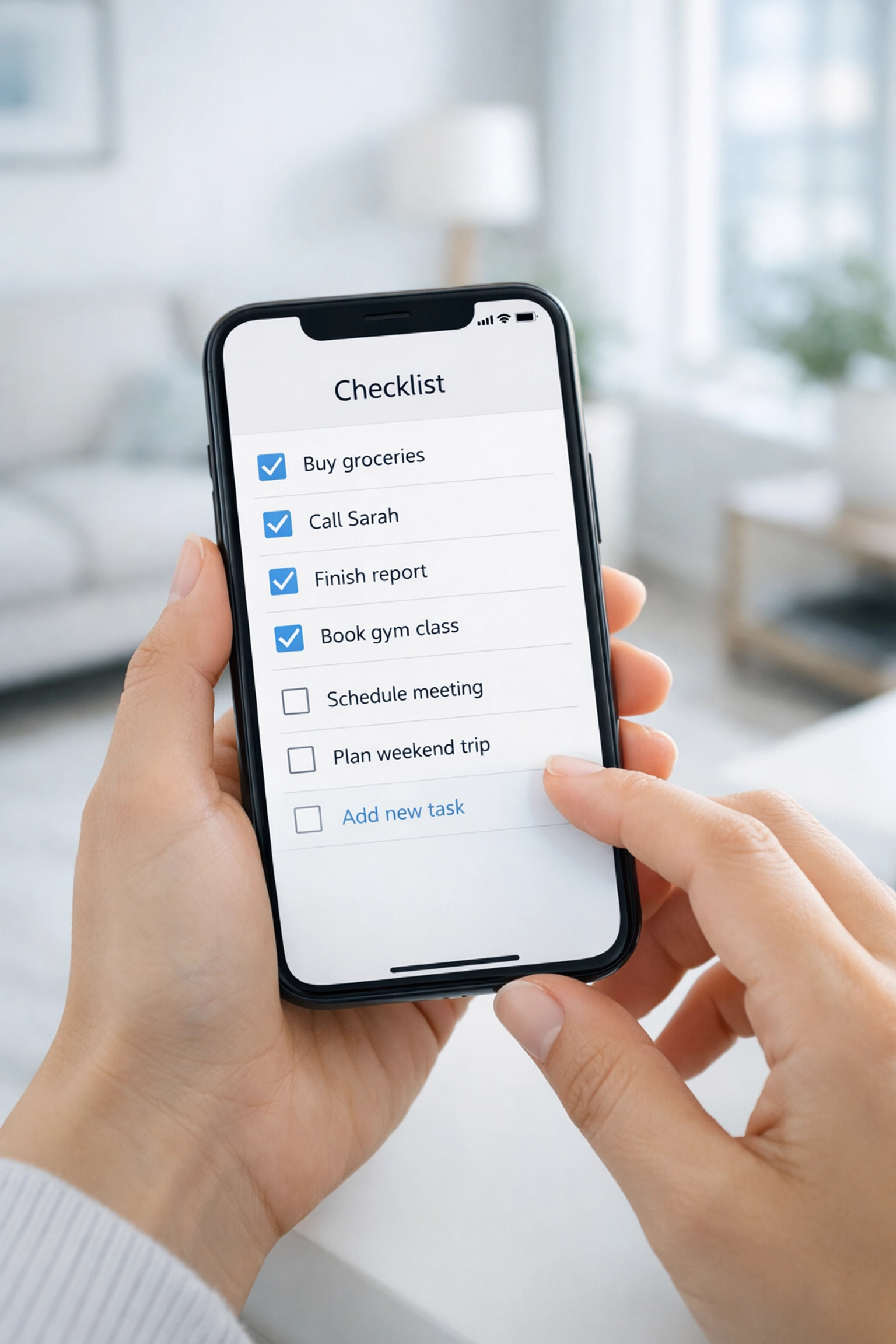 Digital turnover checklist on smartphone for apartment make-ready coordination