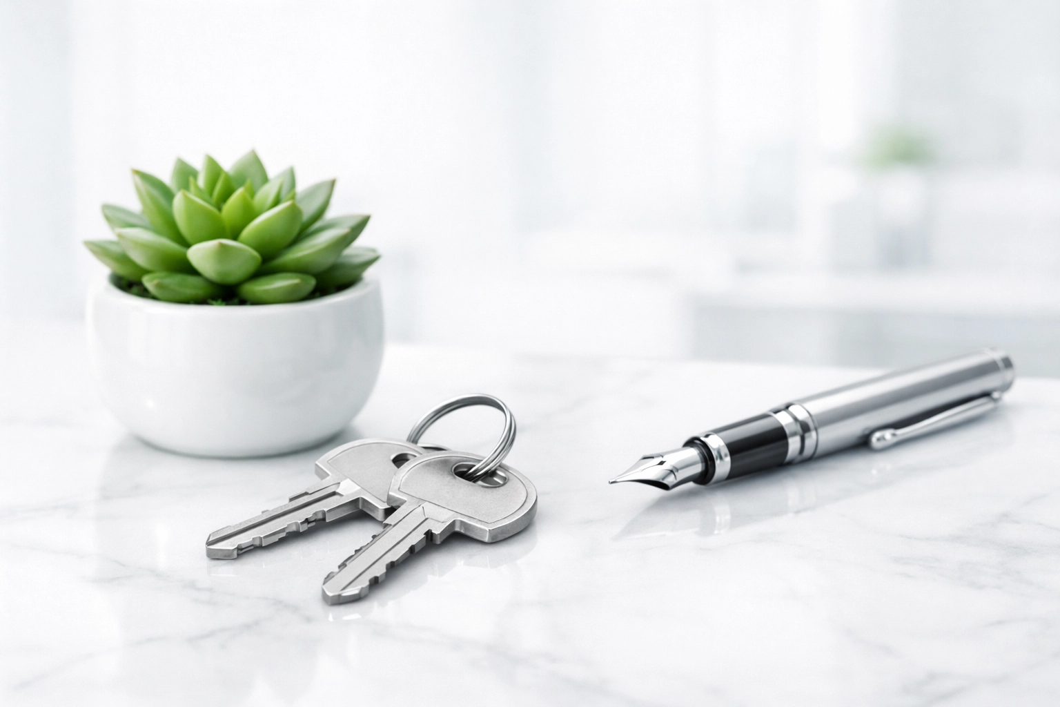 Silver house keys on a desk symbolizing streamlined real estate lending and fix and flip financing in Ohio.