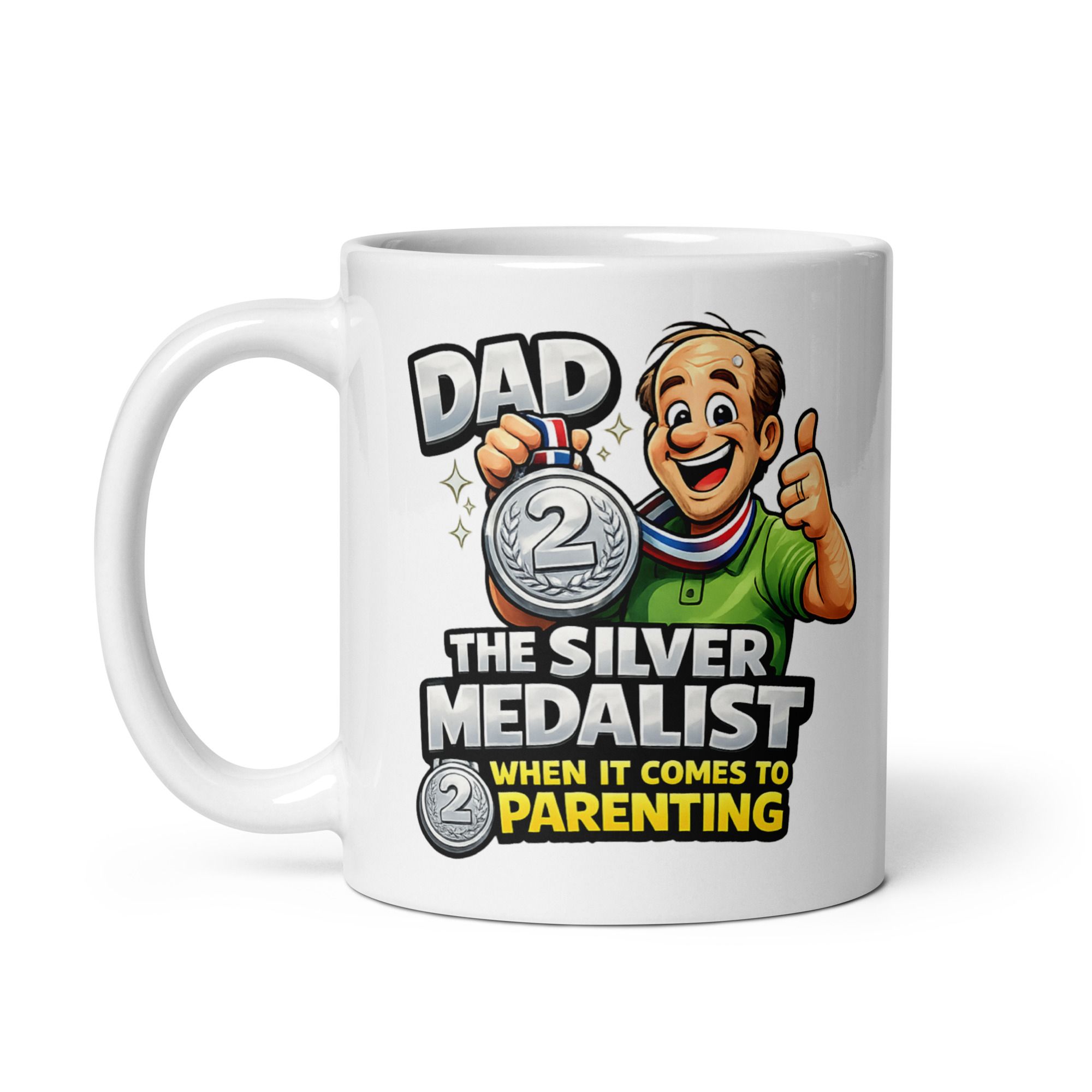 Dad The Silver Medalist rude mug for Father's Day gift, funny mug for dad from Rude Mugs