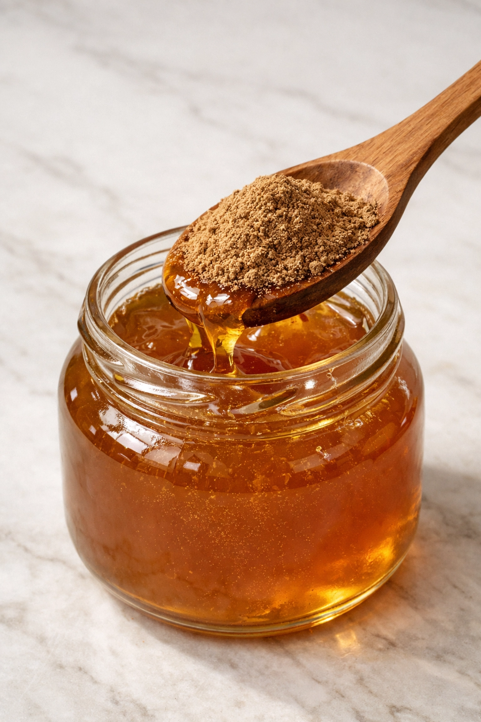 خلط مسحوق القسط الهندي مع العسل الأصلي كعلاج طبيعي للالتهابات والهرمونات