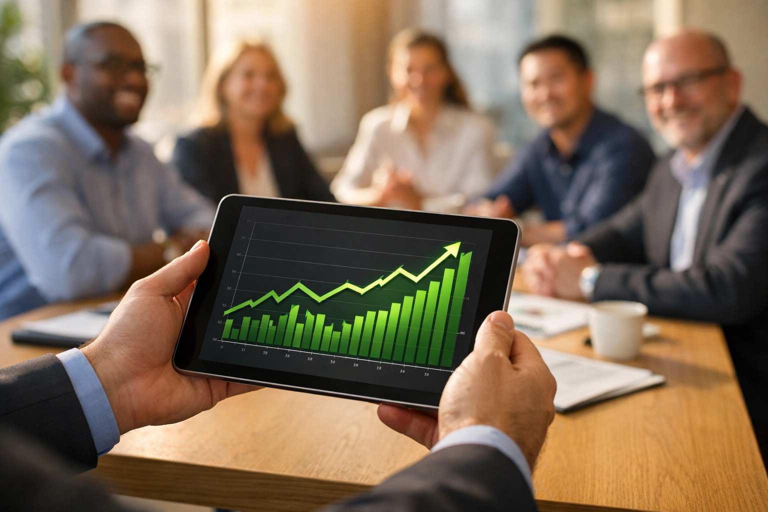 IT managers review capital recovery and ITAM license optimization trends on a digital tablet.