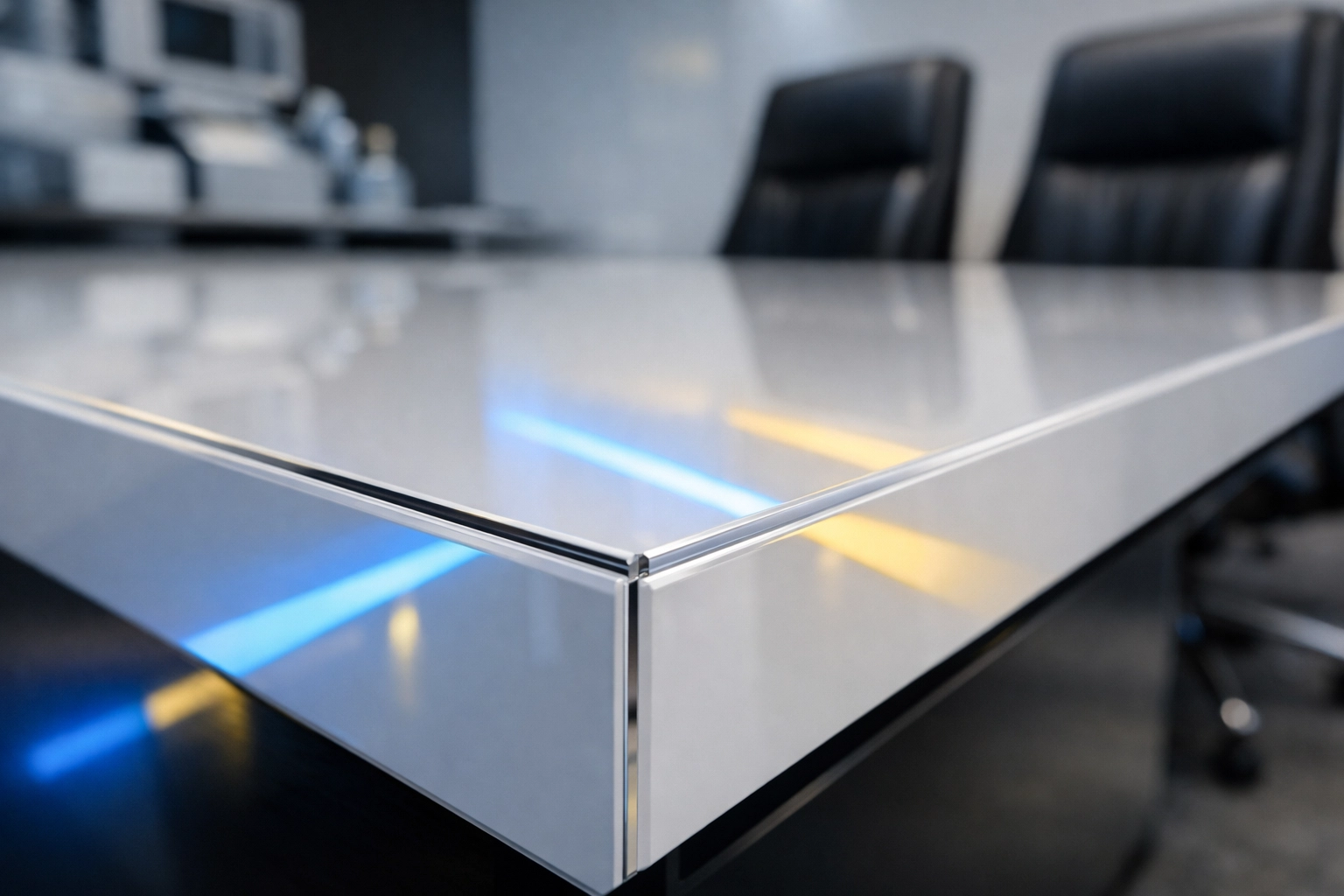 Close-up of a polished, sterile surface representing professional janitorial services Massachusetts precision.